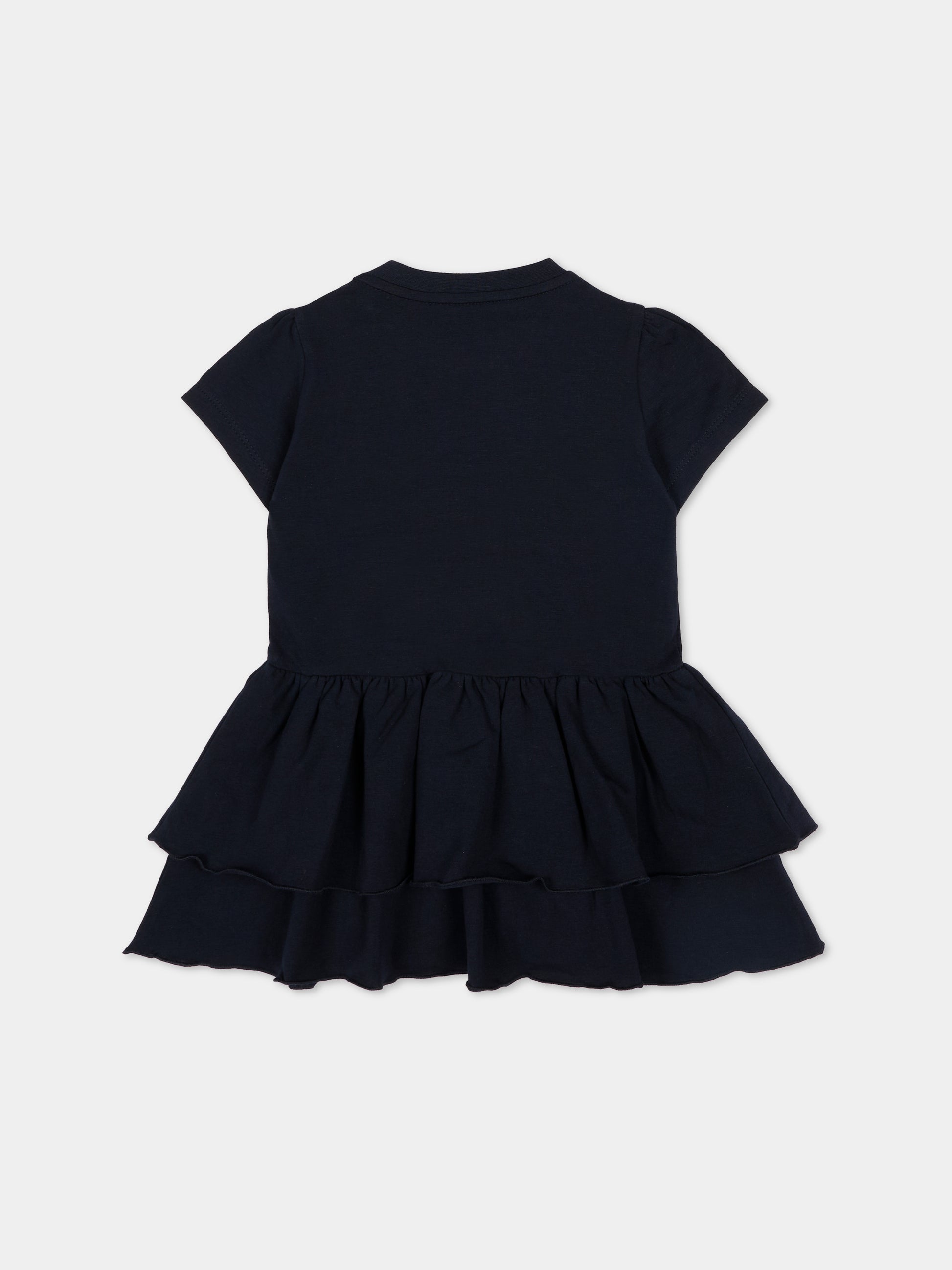 Vestito blu per neonata con logo,Moncler Kids,L1951 8I00004 89AUM 778