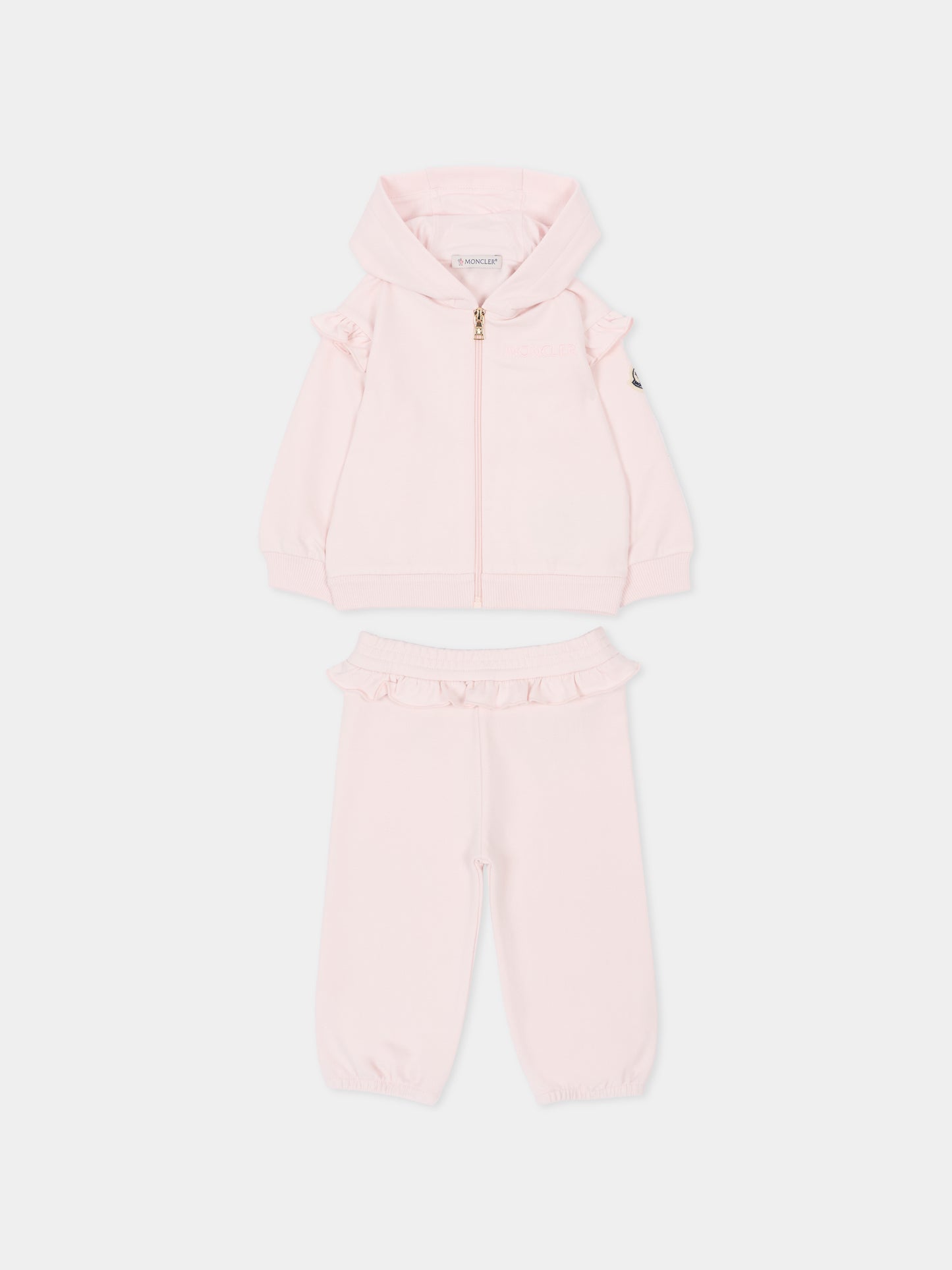 Completo rosa per neonata con logo,Moncler Kids,L1951 8M00006 89B9Y 503