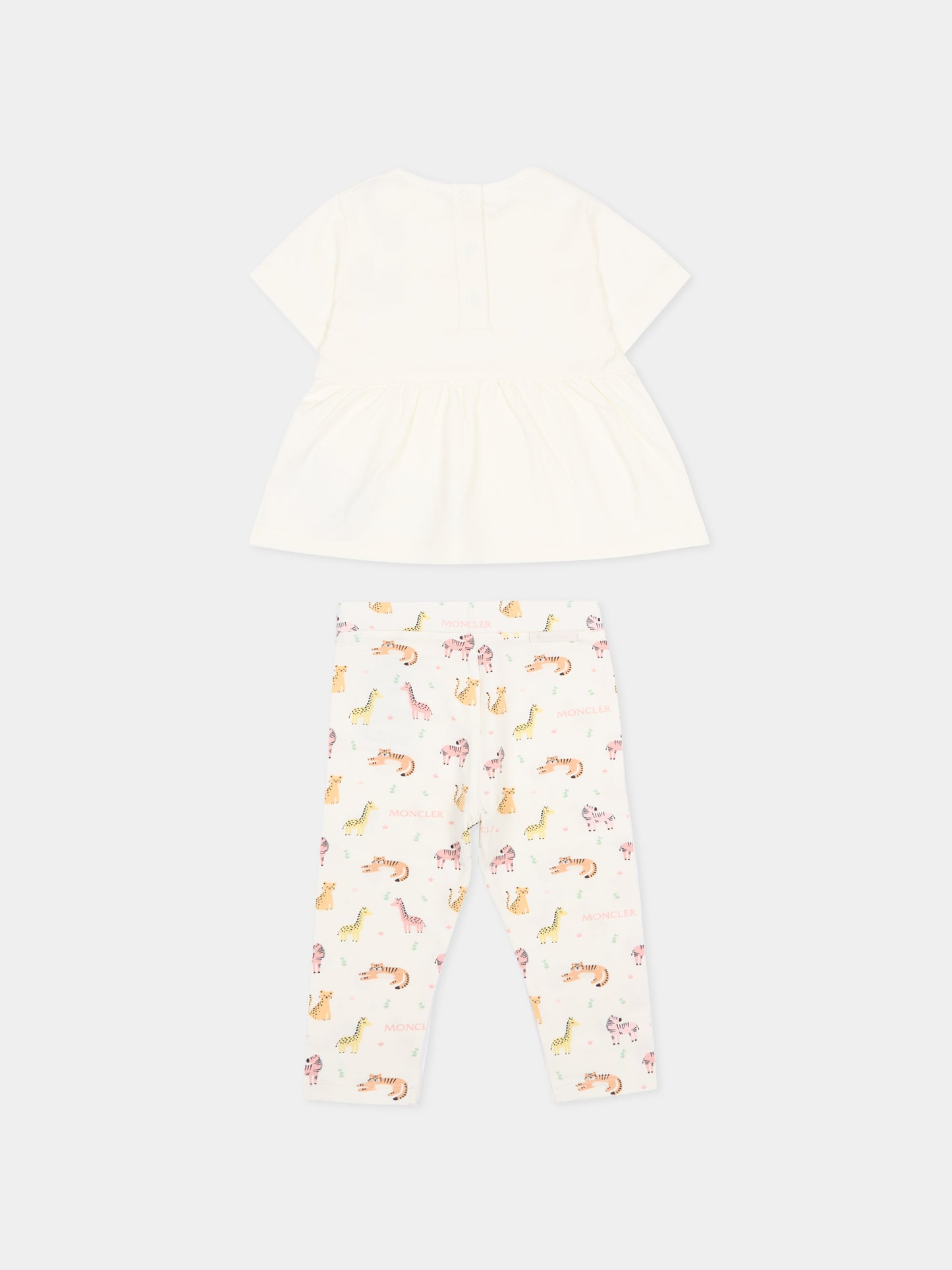 Completo multicolor per neonata con animali,Moncler Kids,L1951 8M00007 89BB5 F00