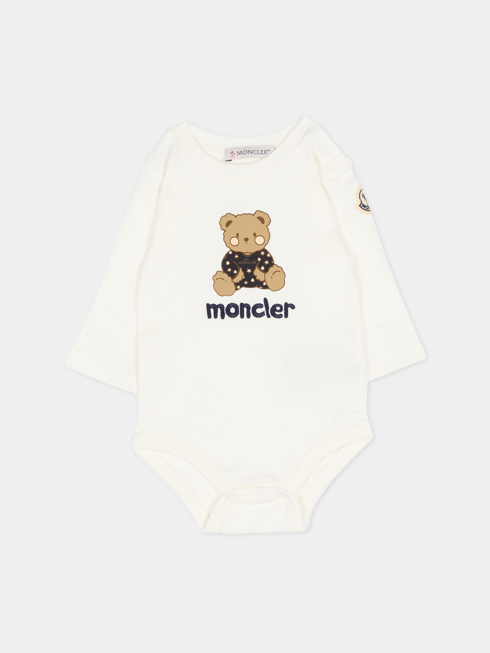 Set body avorio per neonati con orsetto,Moncler Kids,L1951 8P00003 8392E F07