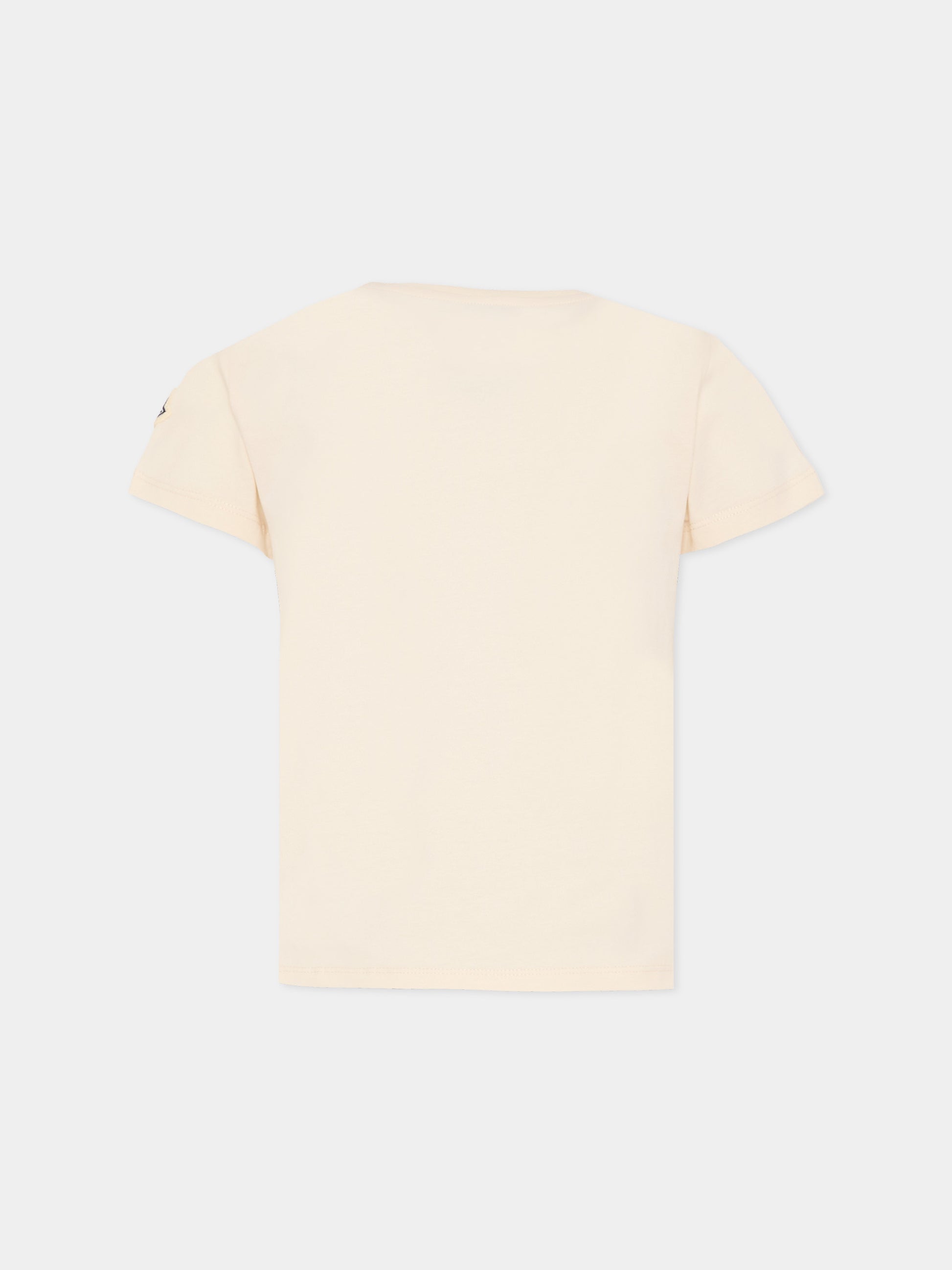 T-shirt avorio per bambina con logo,Moncler Kids,L1954 8C00009 89AT9 050