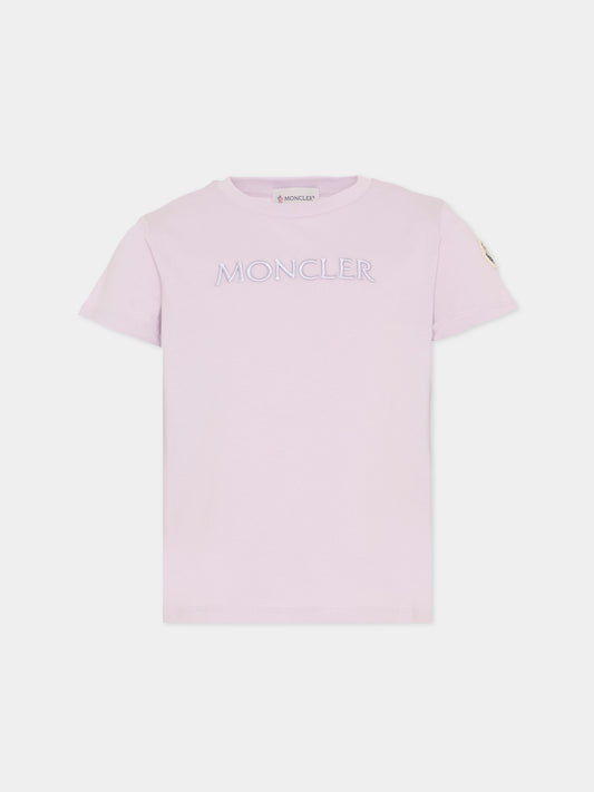 T-shirt lilla per bambina con logo,Moncler Kids,L1954 8C00009 89AT9 509
