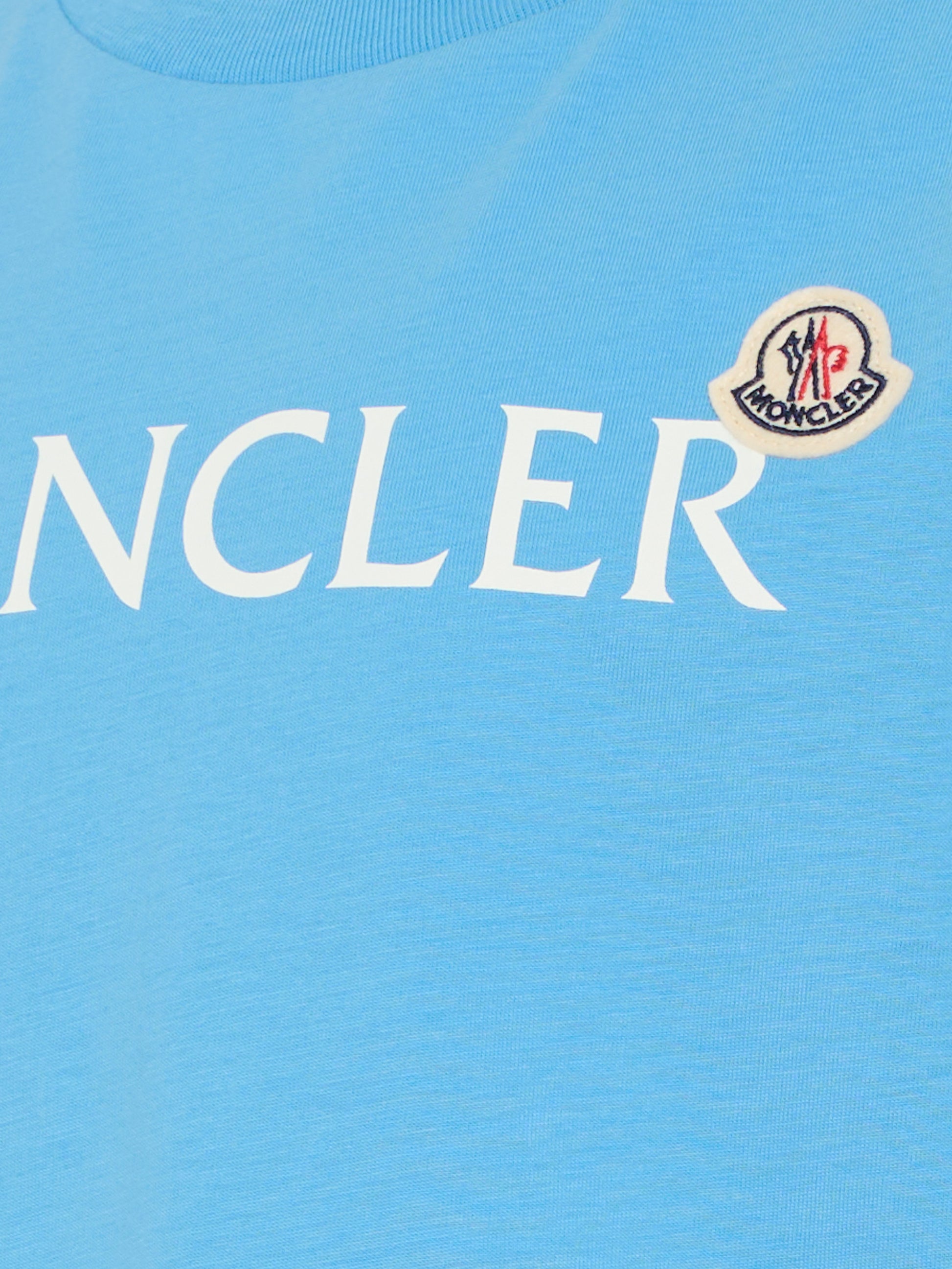 T-shirt azzurra per bambino con logo,Moncler Kids,L1954 8C00010 89AFV 70G