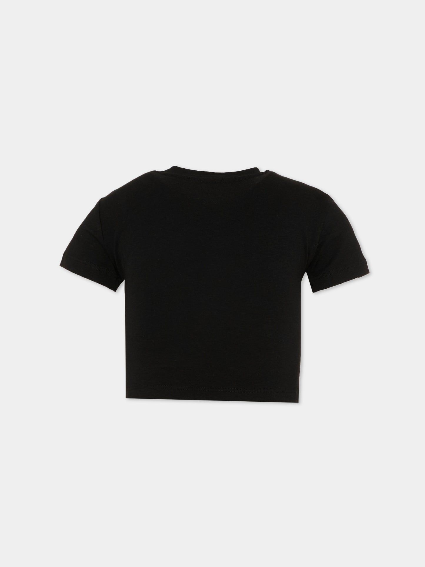 T-shirt nera per bambina con logo,Pinko,KFTS038.C.JEO17.0989