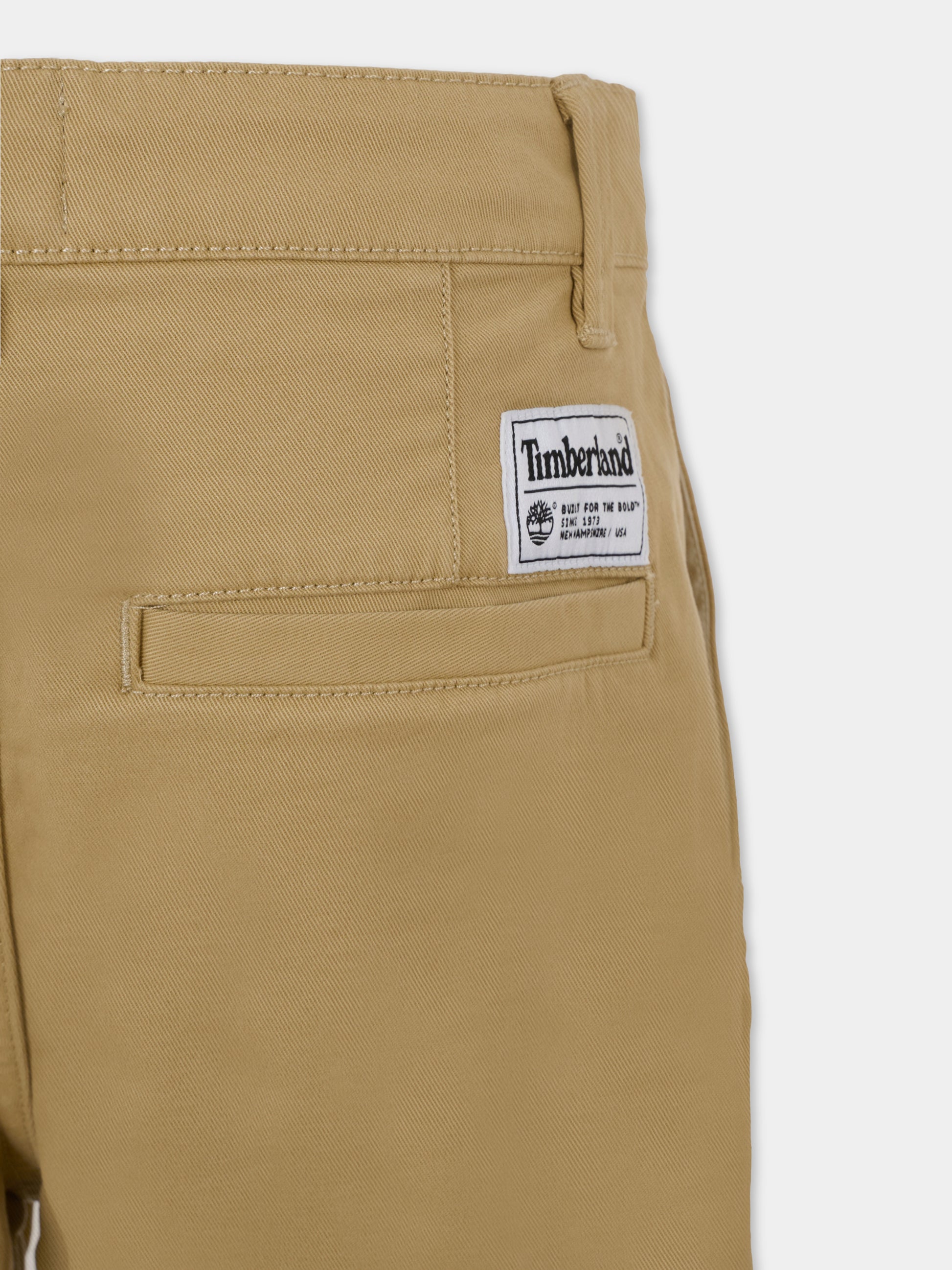Shorts beige per bambino con logo,Timberland,T60453 276