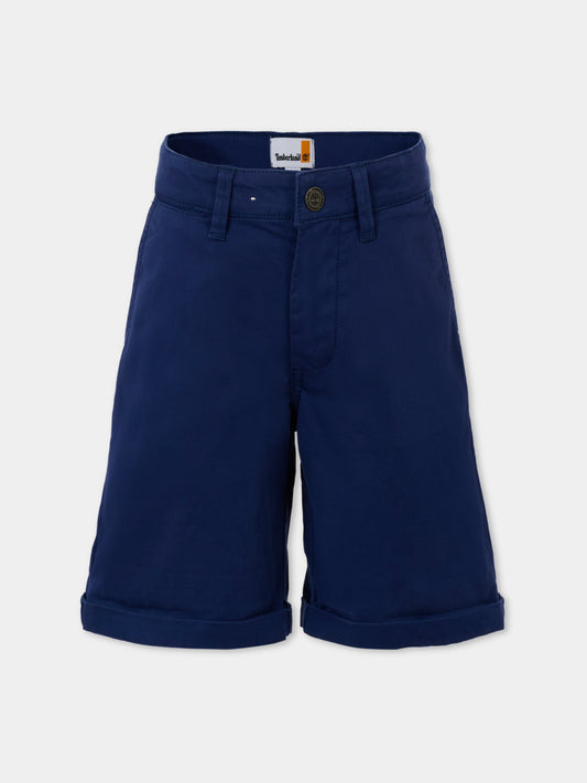 Shorts blu per bambino con logo,Timberland,T60453 84N