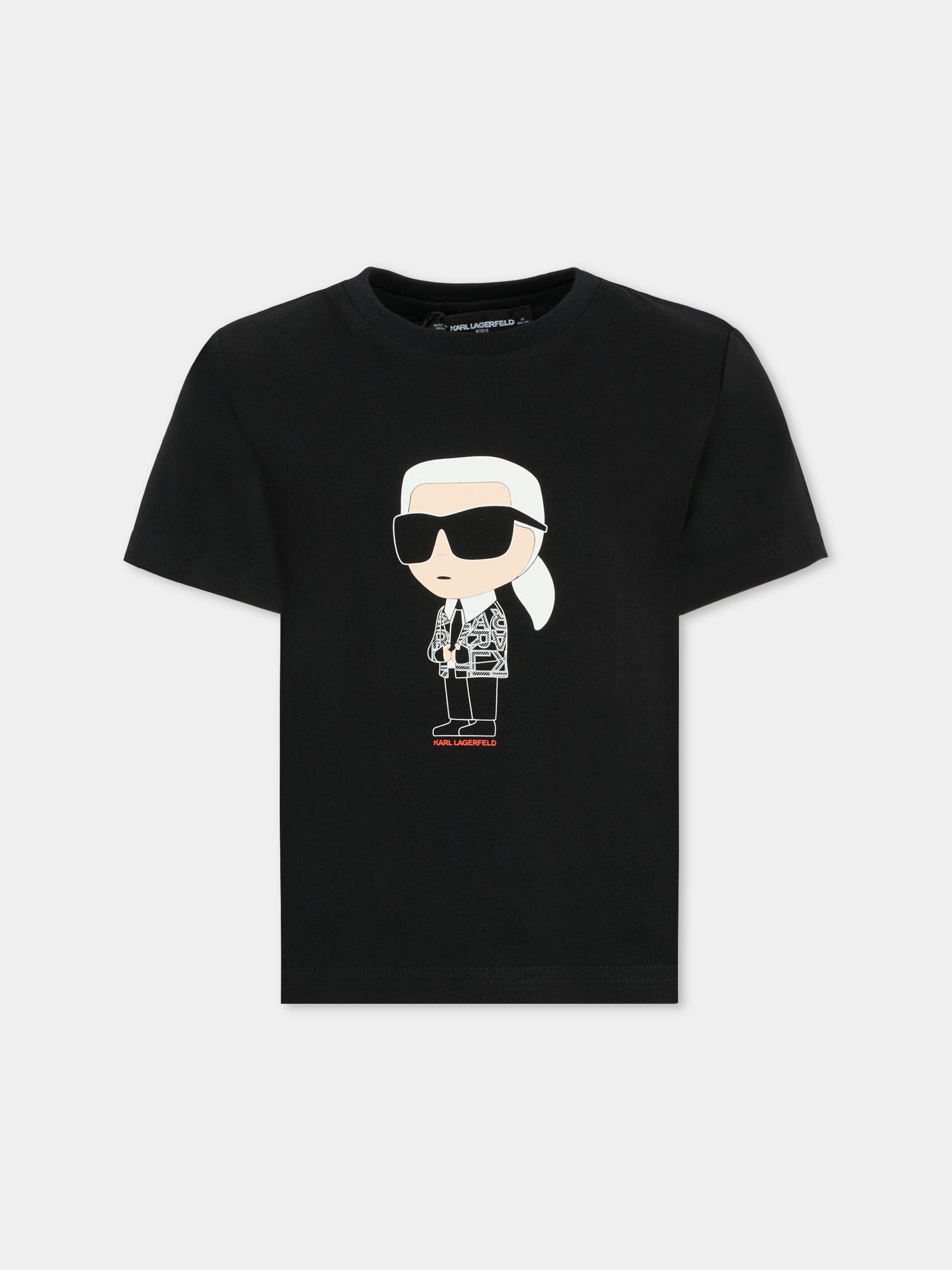 T-shirt nera per bambini con Karl Lagerfeld,Karl Lagerfeld Kids,Z30438 09B