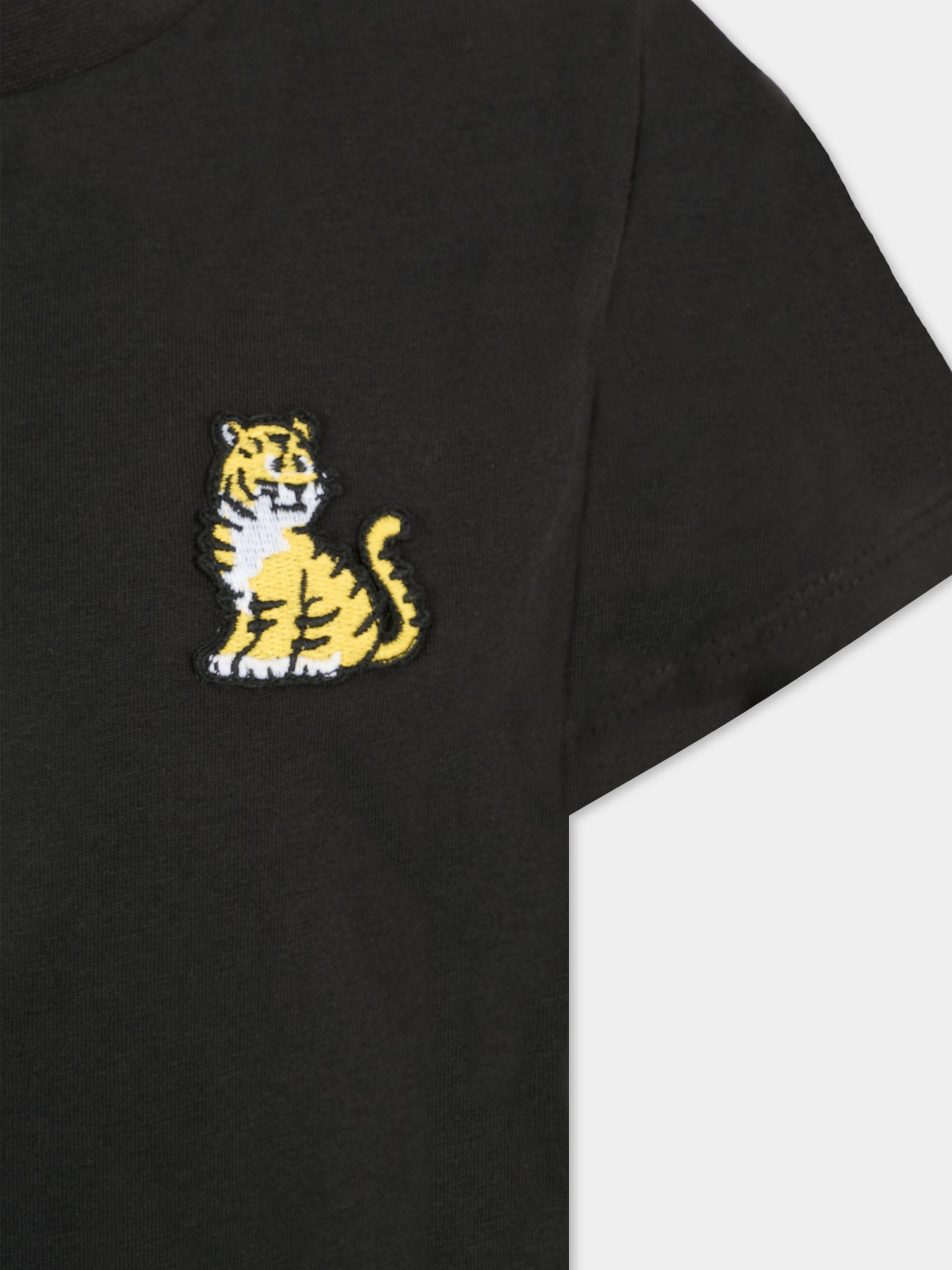 T-shirt nera per bambini con Kotora,Kenzo Kids,K61138 095