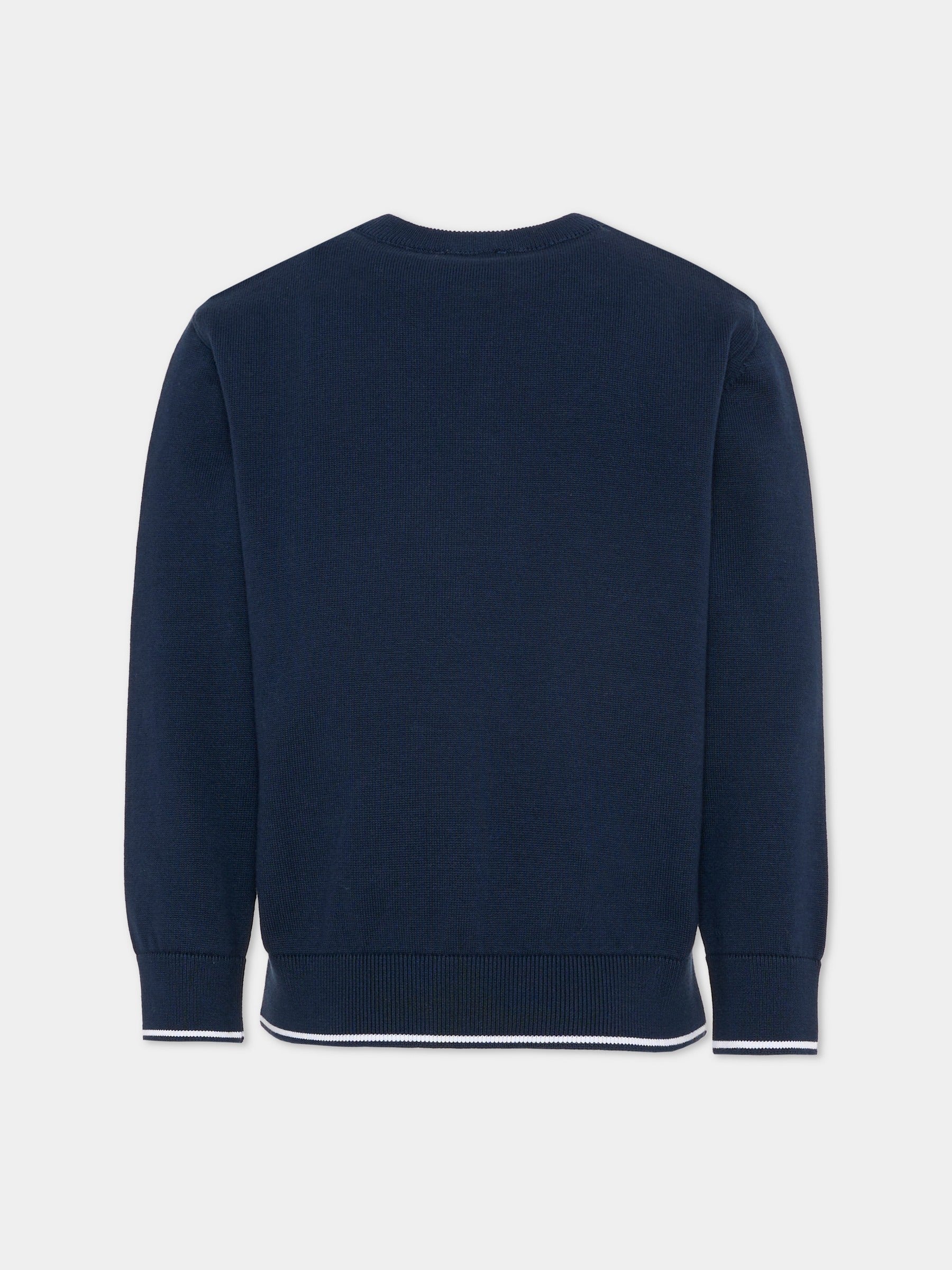 Maglione blu per bambino con ricamo,Paul & Shark Junior,WUW004 LHE85 42370