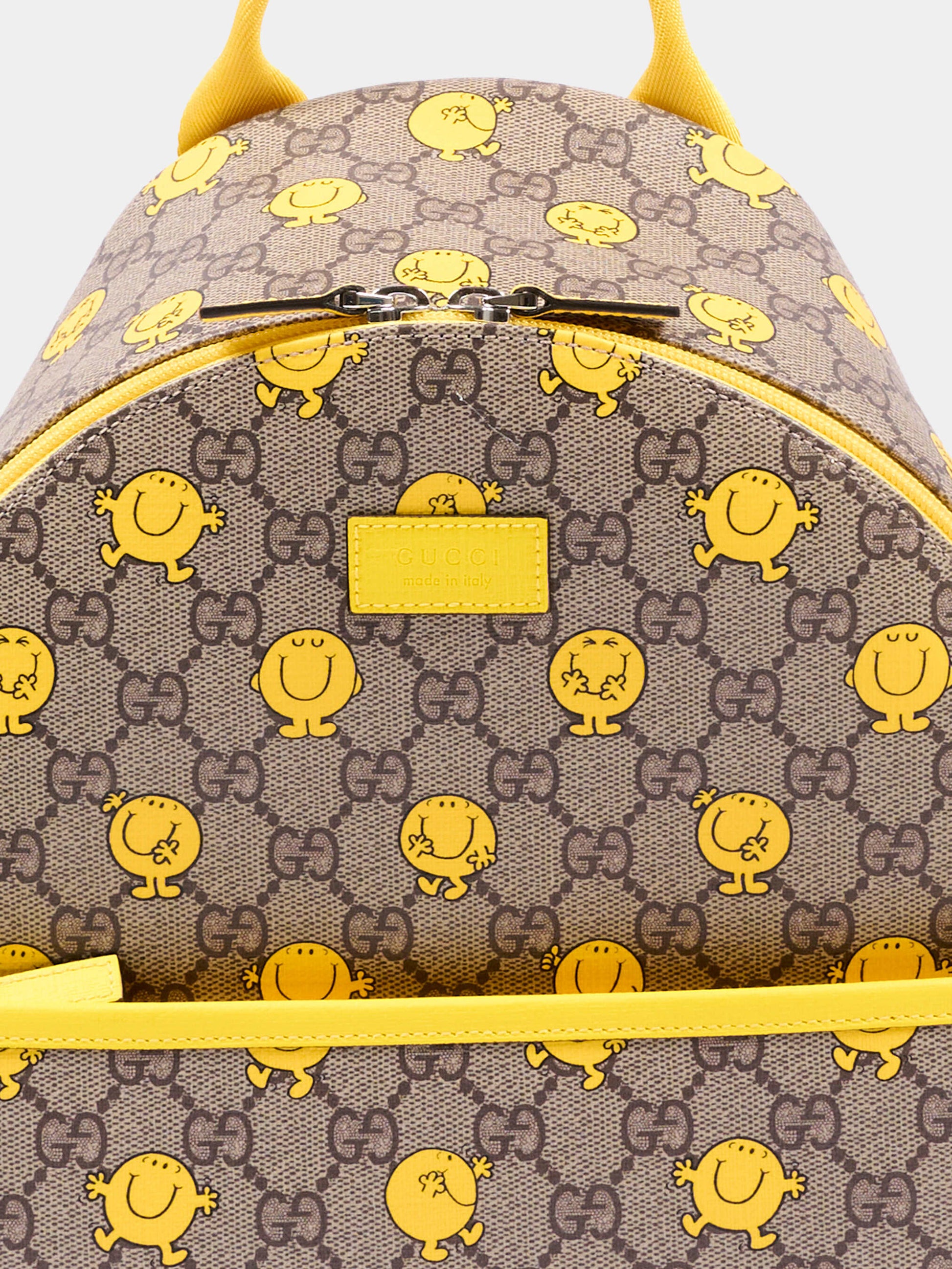 Zaino beige per bambini con Mr. Happy,Gucci Kids,782708 FAFN6 9850