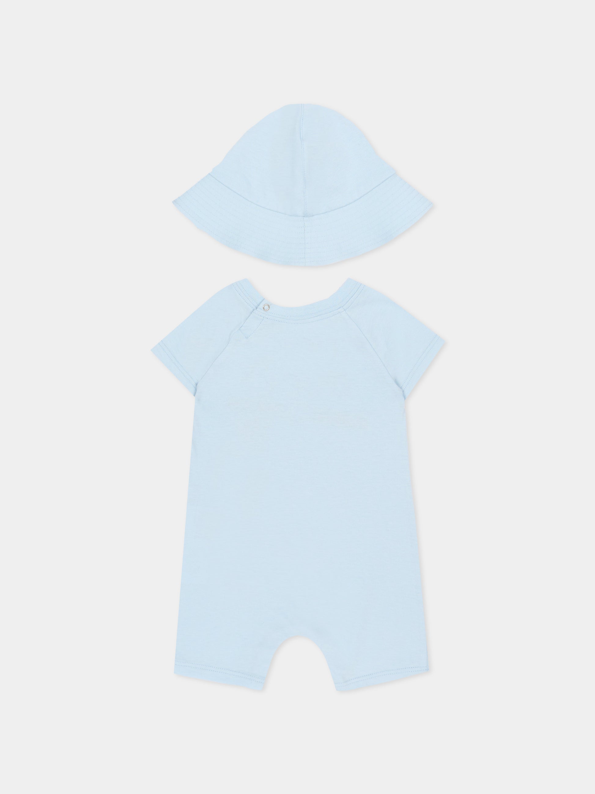 Set pagliaccetti azzurro per neonato con logo e Mr Strong,Gucci Kids,855839 XJHPW 4454
