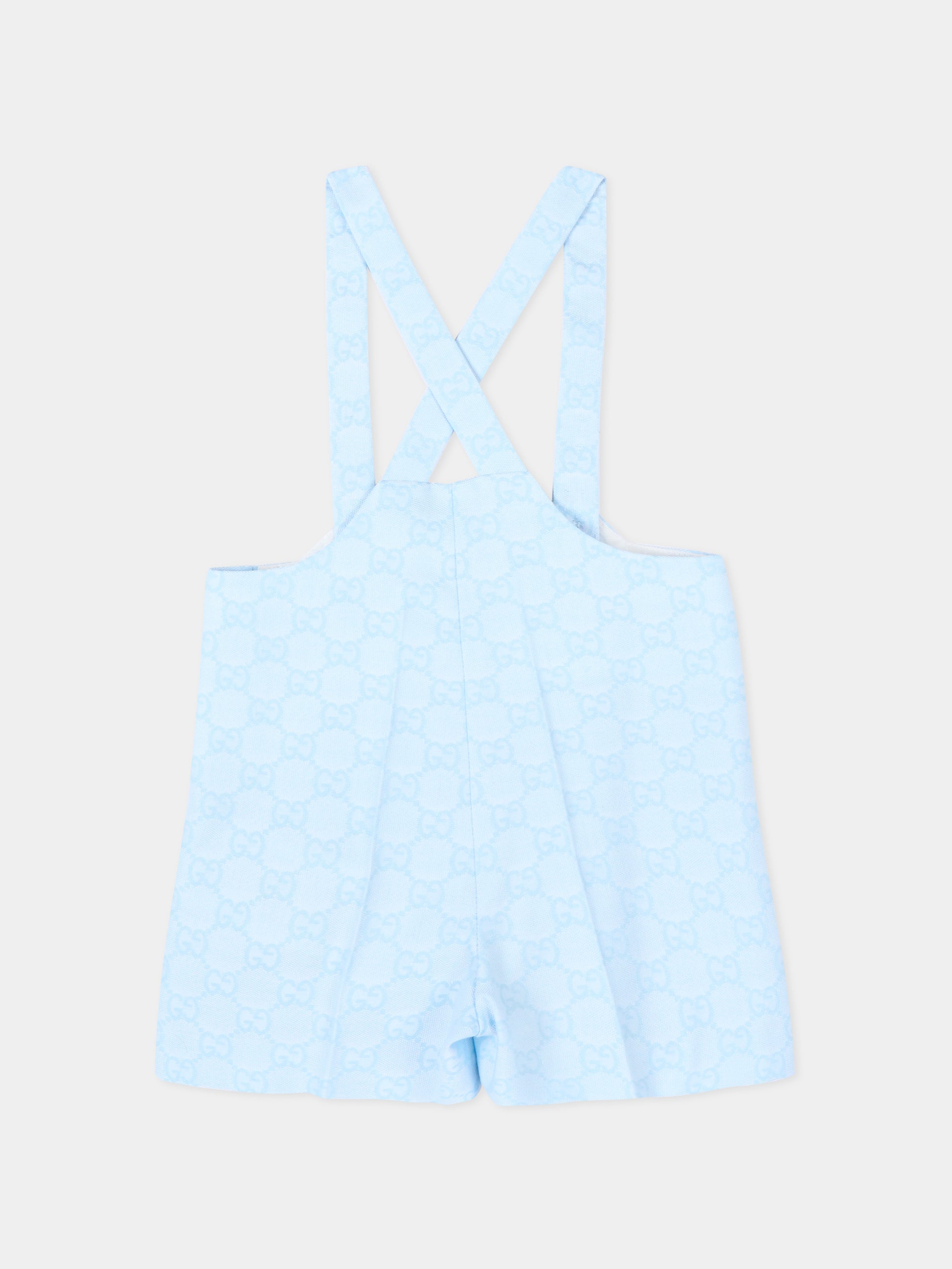 Salopette azzurra per neonato con monogram,Gucci Kids,854119 XWA7H 4773