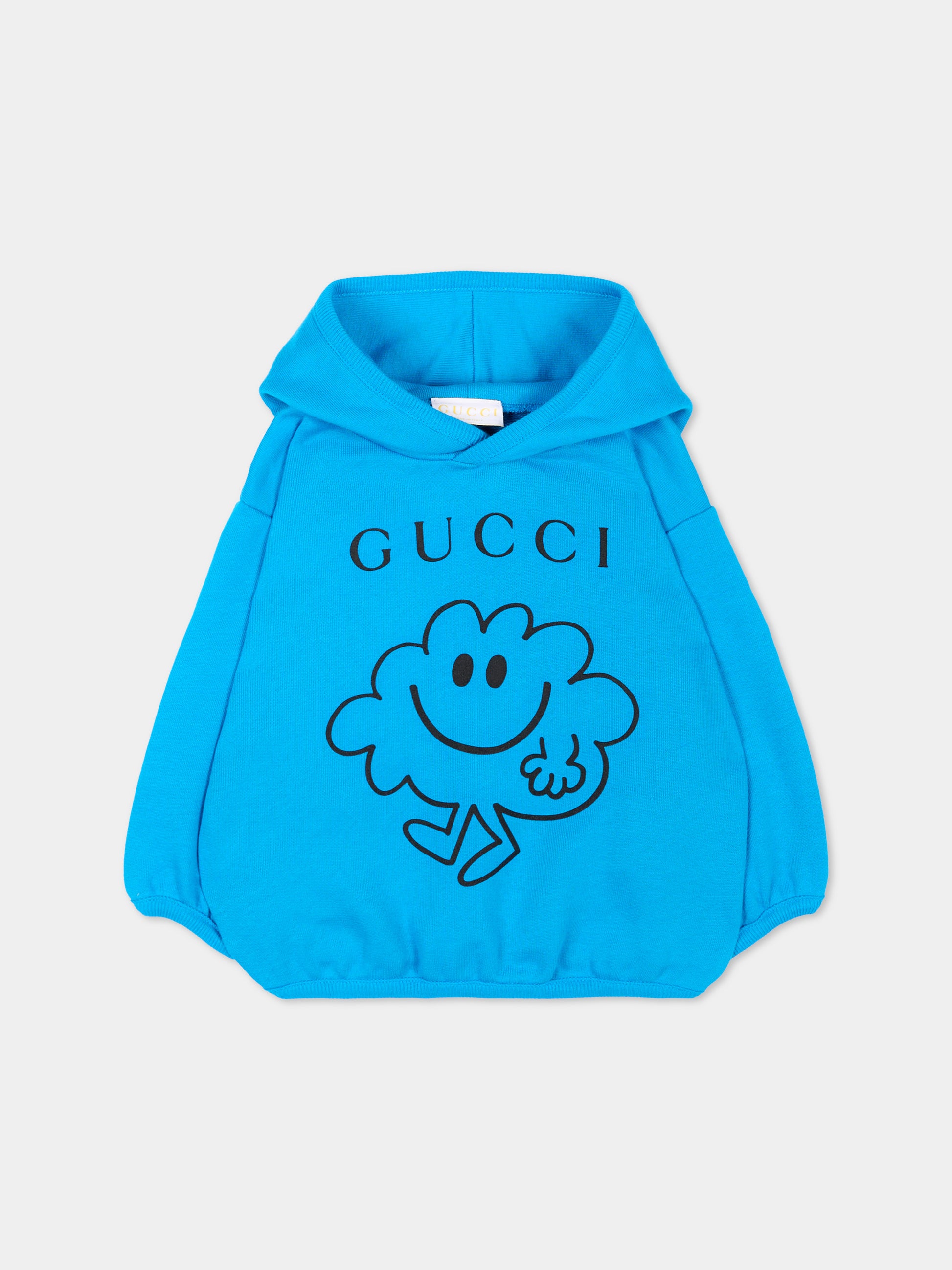 Felpa azzurra con cappuccio per neonato,Gucci Kids,791890 XJHP6 4071