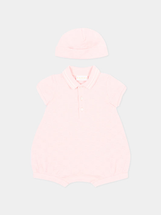 Pagliaccetto rosa per neonata con monogram,Gucci Kids,849683 XJHBA 5399