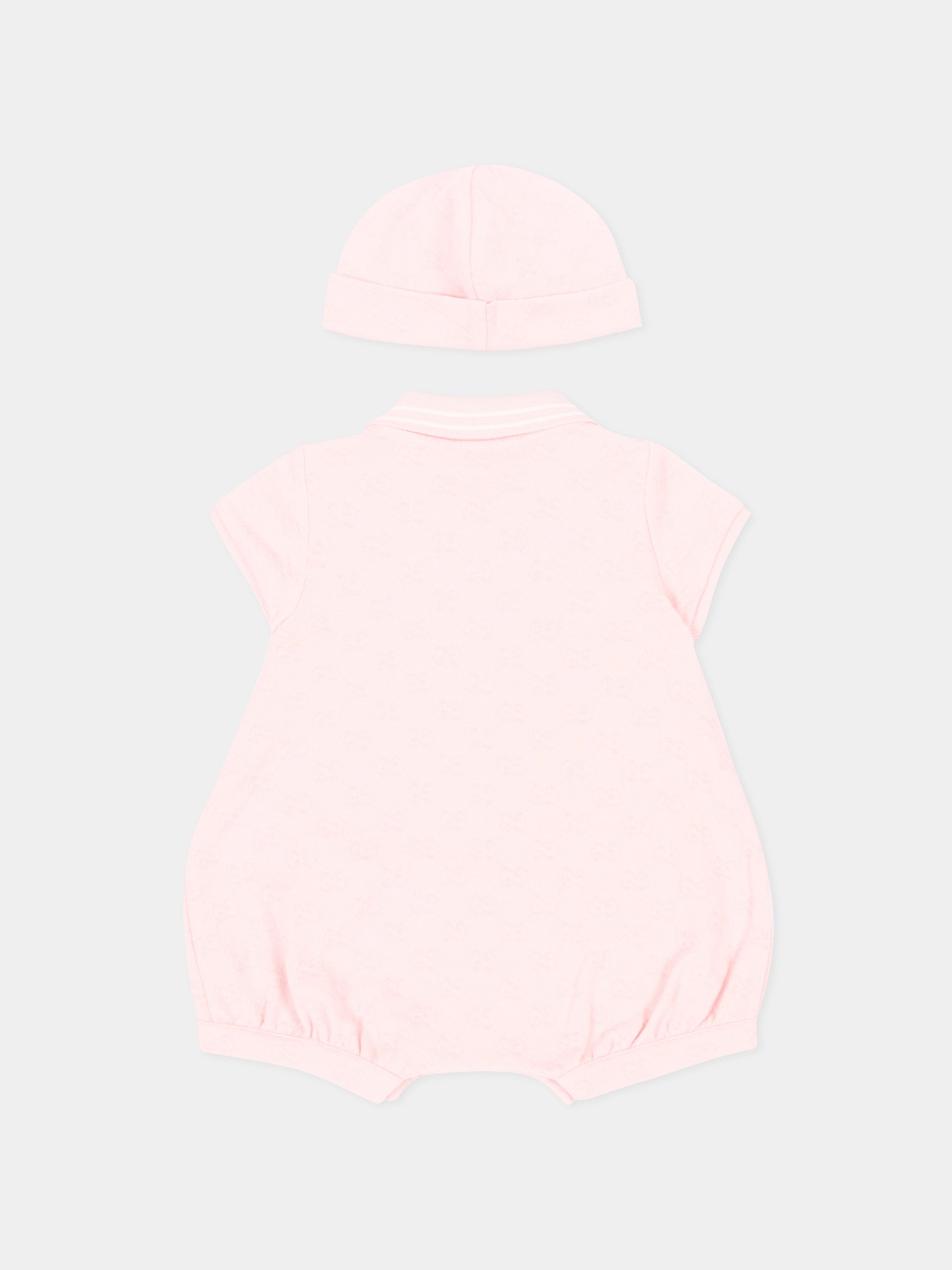 Pagliaccetto rosa per neonata con monogram,Gucci Kids,849683 XJHBA 5399