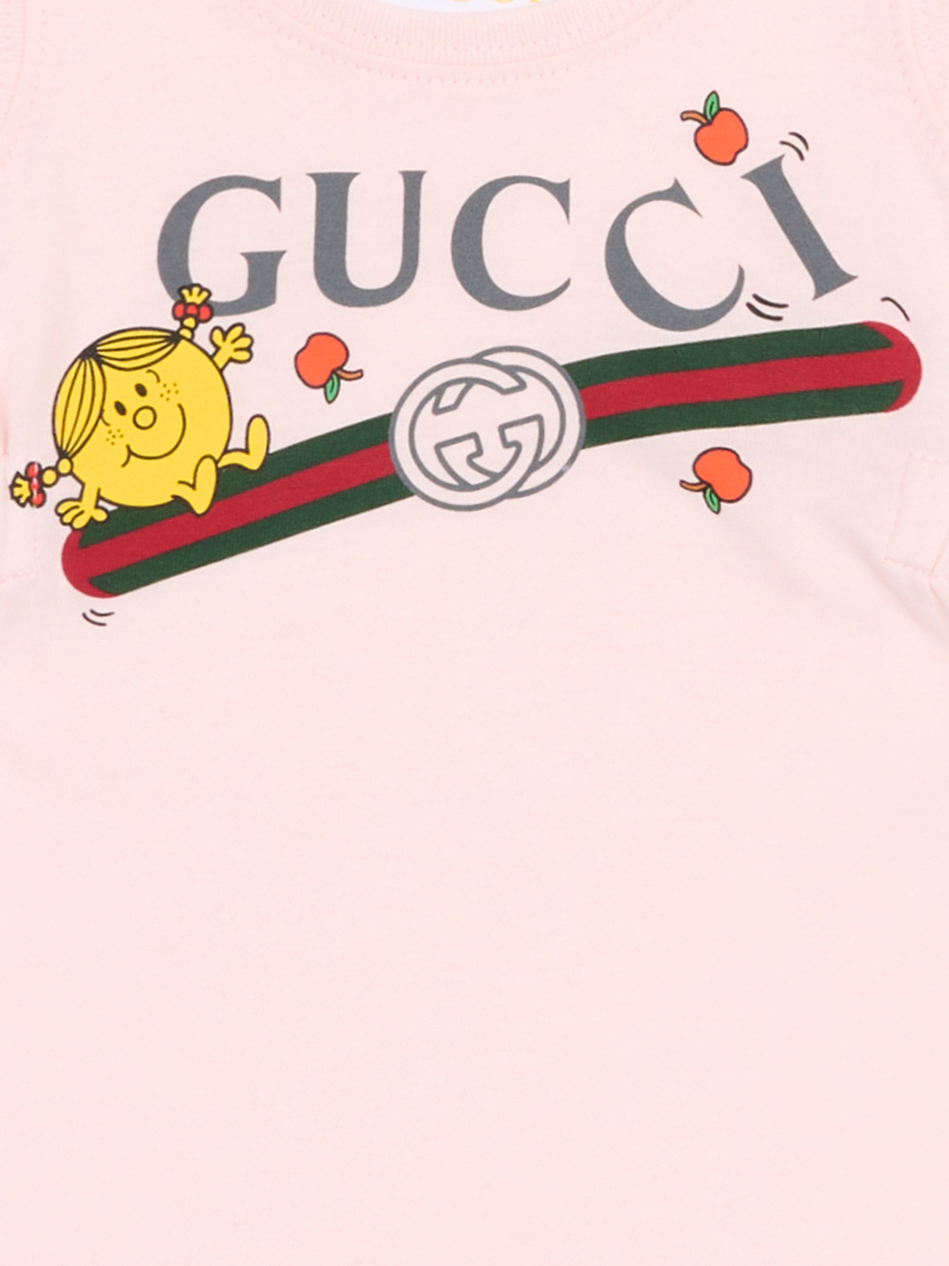 Set pagliaccetti rosa per neonata con logo e Mr Happy,Gucci Kids,852918 XJHRN 5907