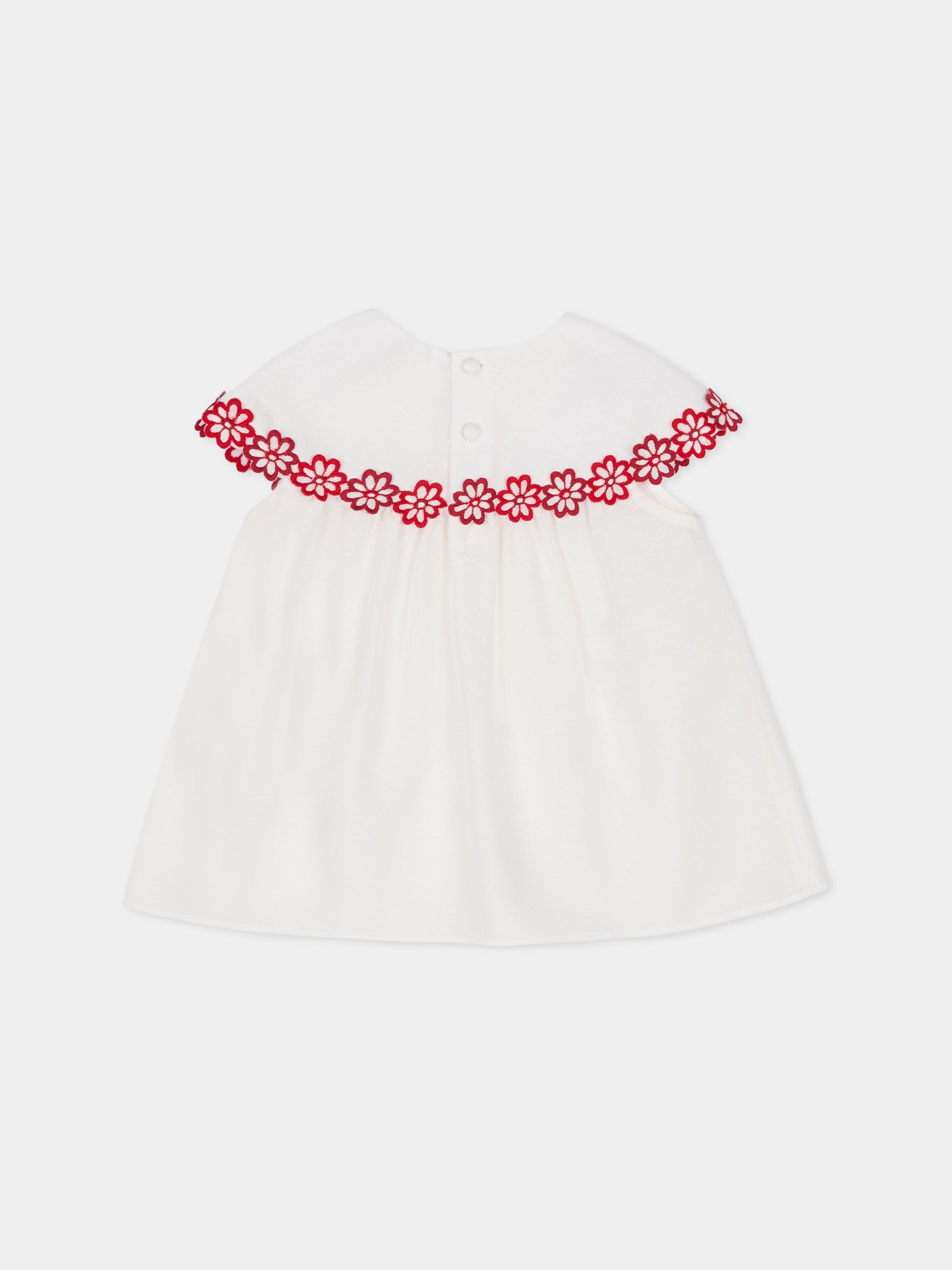 Top avorio per neonata con fiori ricamati,Gucci Kids,851809 ZAF03 9541