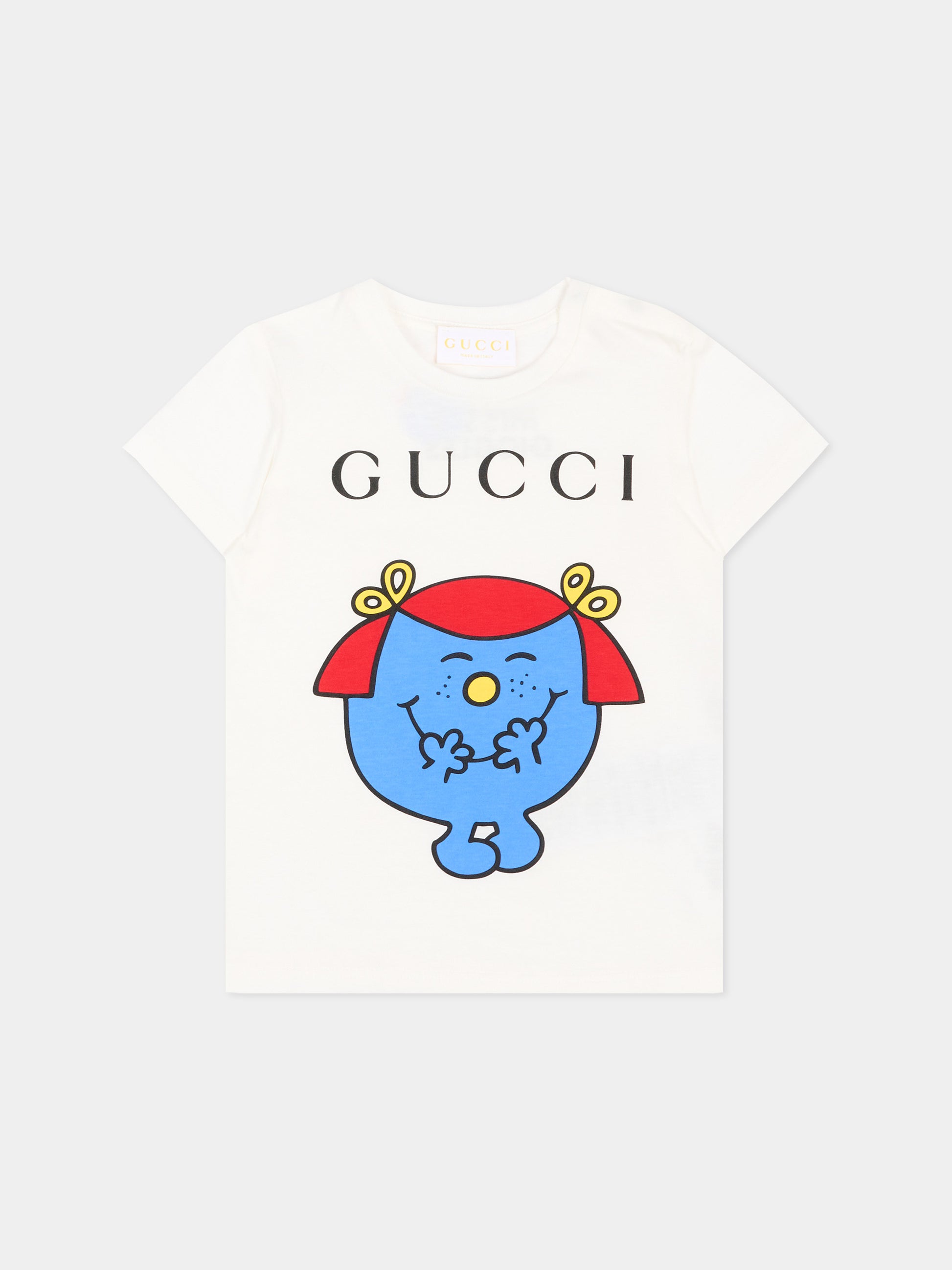 T-shirt bianca per neonata con stampa,Gucci Kids,834639 XJHRF 9214