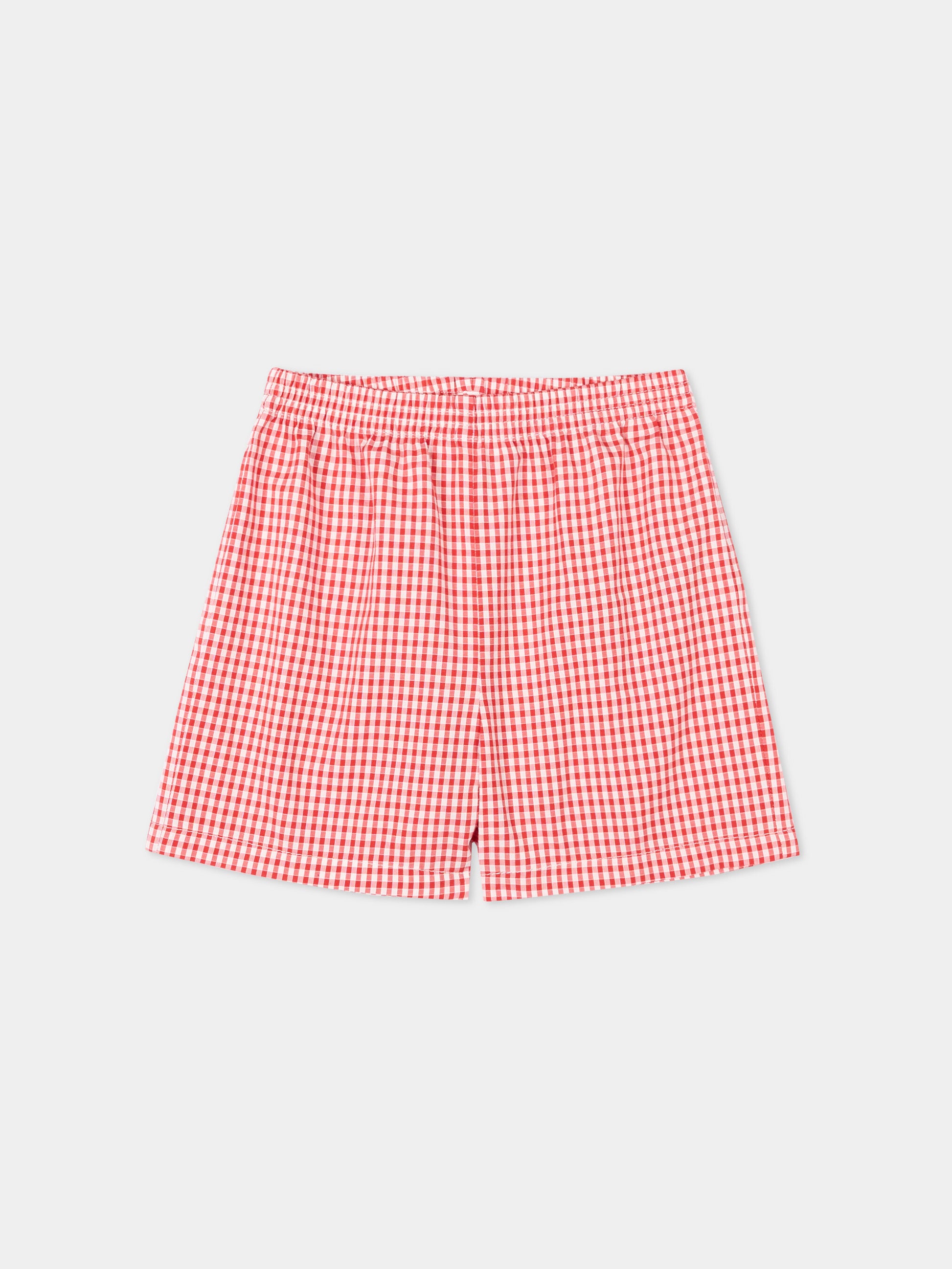Shorts rossi per neonato vichy con logo,Gucci Kids,848699 XWA7X 6312