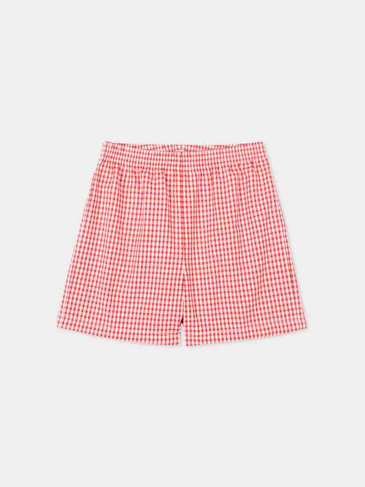 Shorts rossi per neonato vichy con logo,Gucci Kids,848699 XWA7X 6312