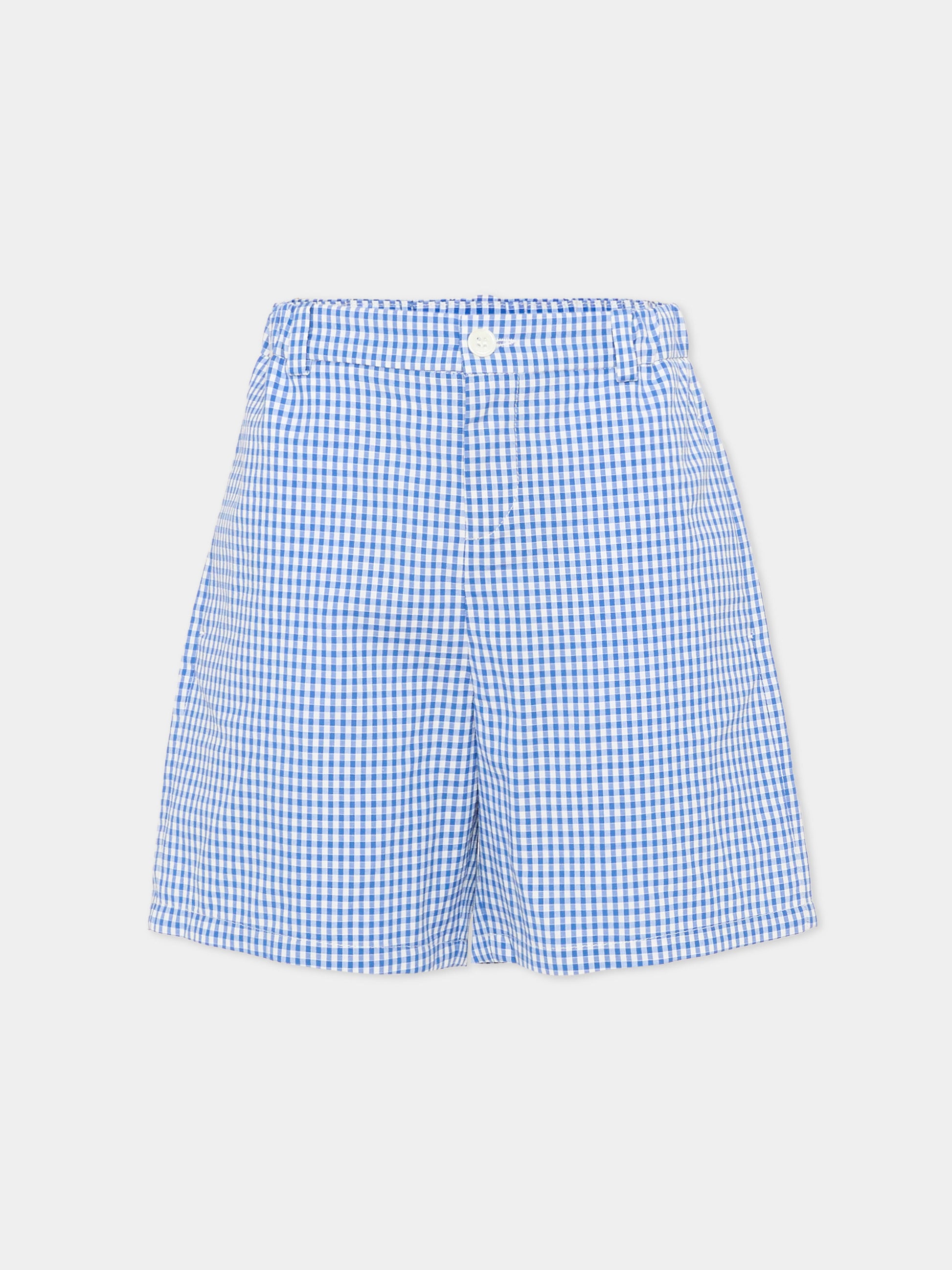 Shorts celeste vichy per bambino con logo,Gucci Kids,848668 XWA74 4337