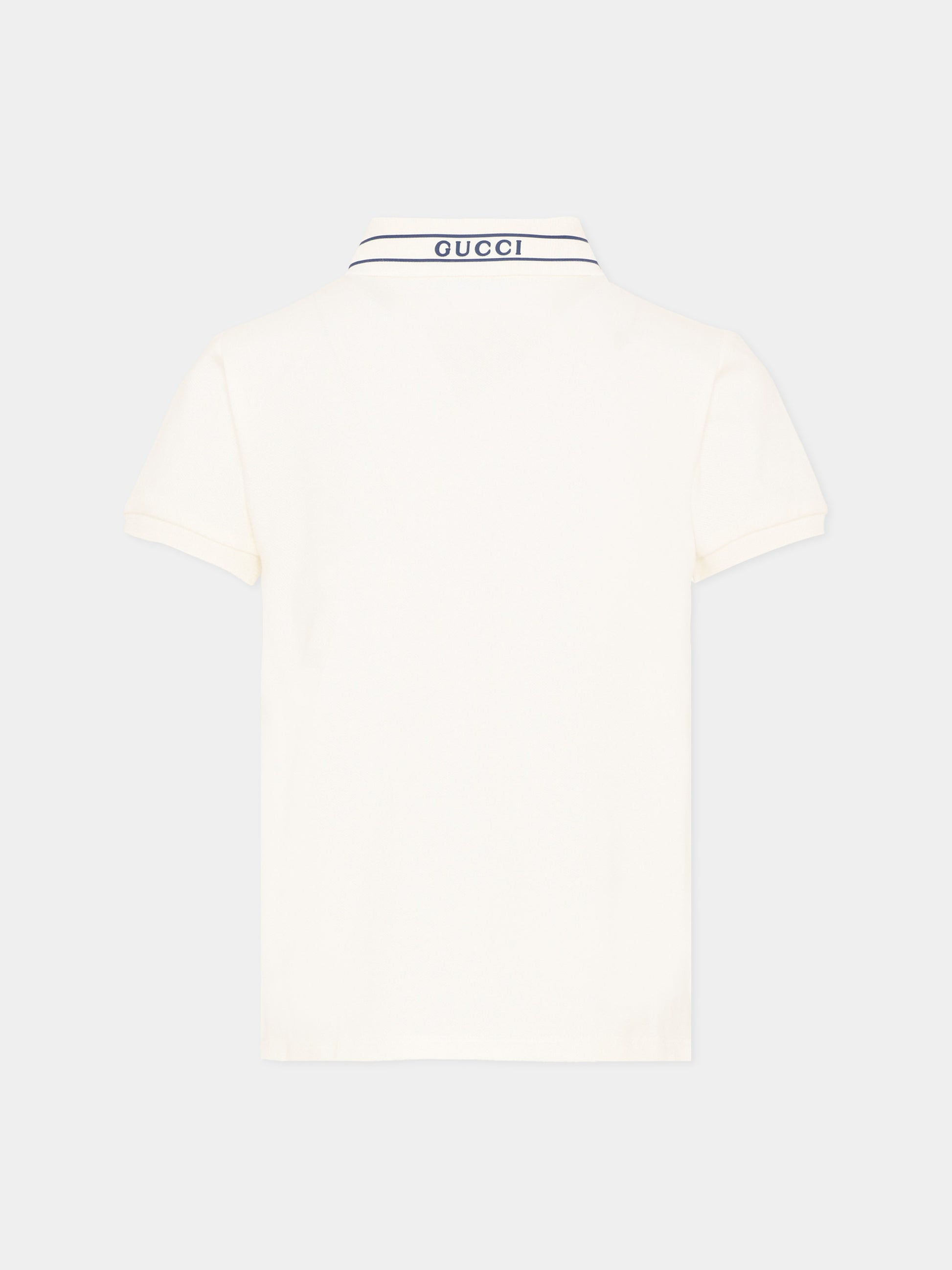 Polo bianca per bambino con logo,Gucci Kids,805405 XJHNL 9024
