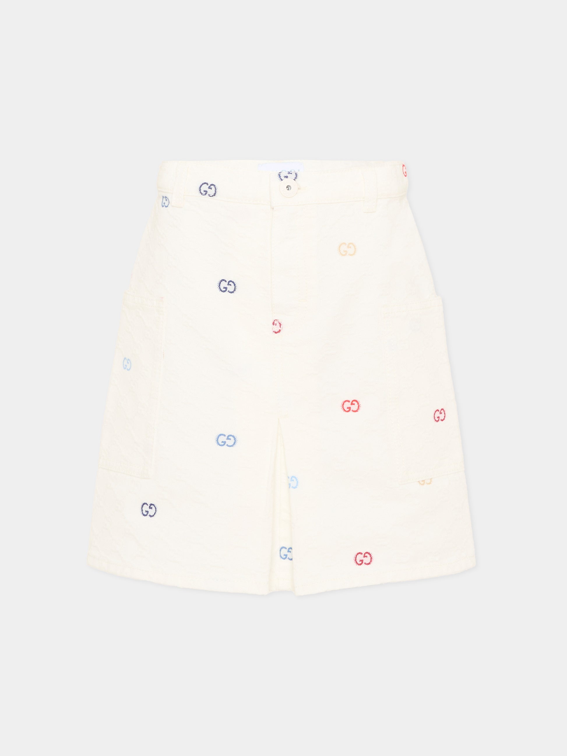 Gonna avorio per bambina con monogramma GG,Gucci Kids,856226 XDDFC 9066