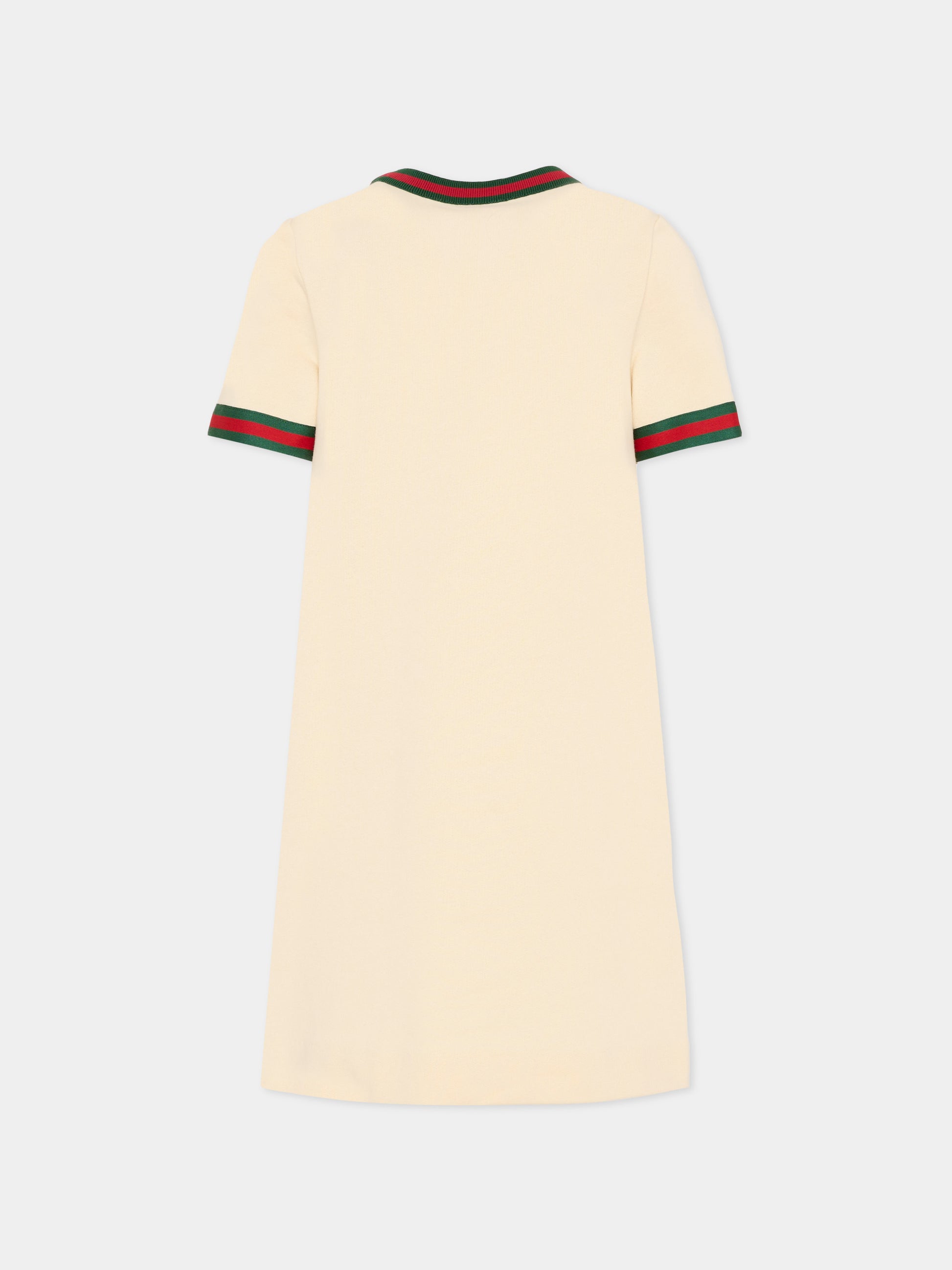 Vestito avorio per bambina con morsetto,Gucci Kids,718772 XJHR9 9908