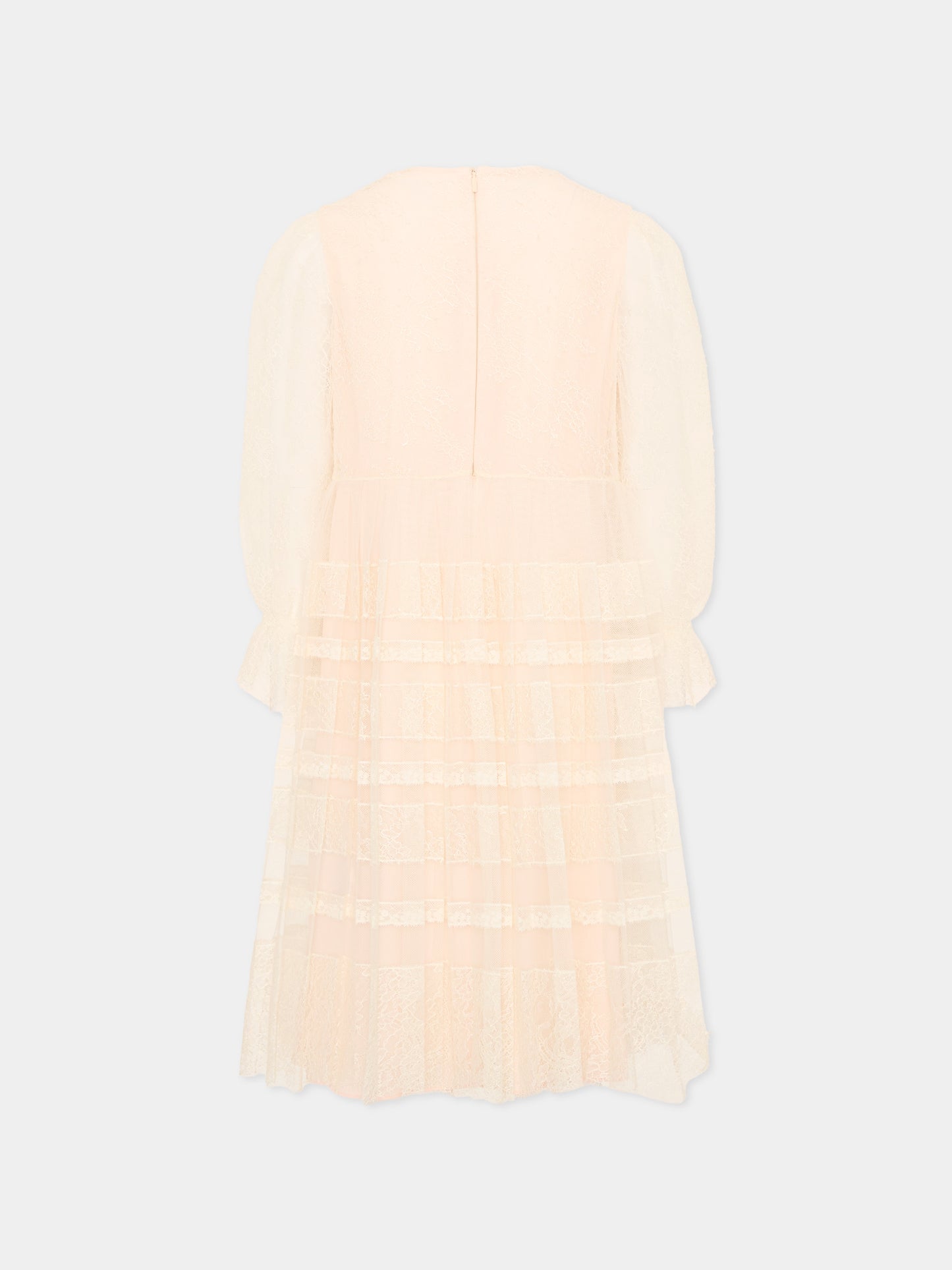 Abito avorio per bambina in tulle e pizzo,Gucci Kids,851445 ZAR7H 9001