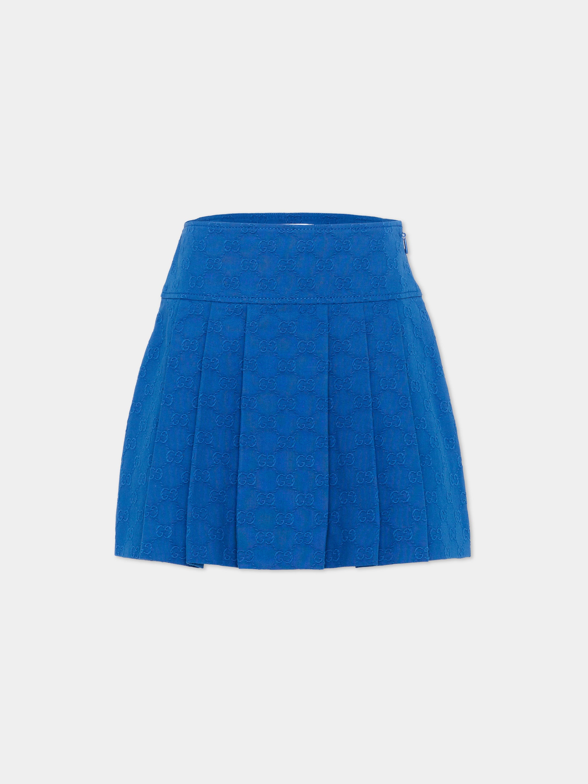 Gonna blu per bambina con monogram GG,Gucci Kids,856520 ZASYD 4282