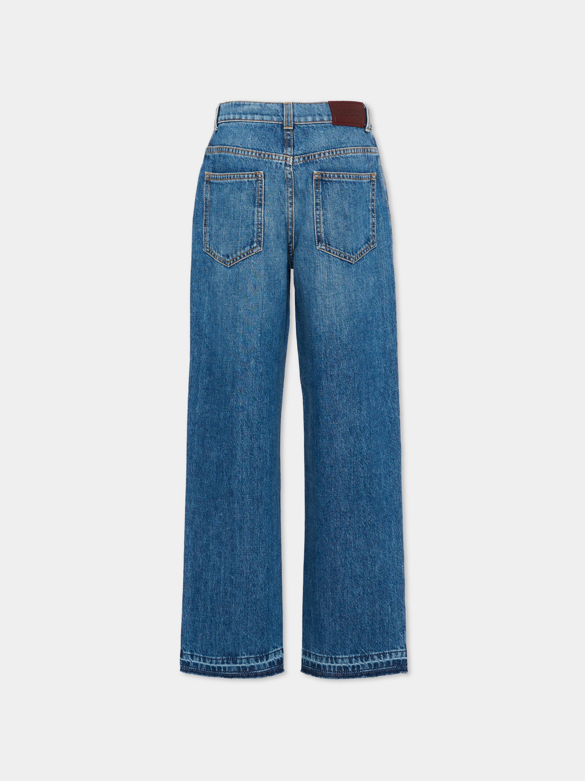 Jeans denim per bambini con patch logo,Gucci Kids,852060 XDDEW 4011