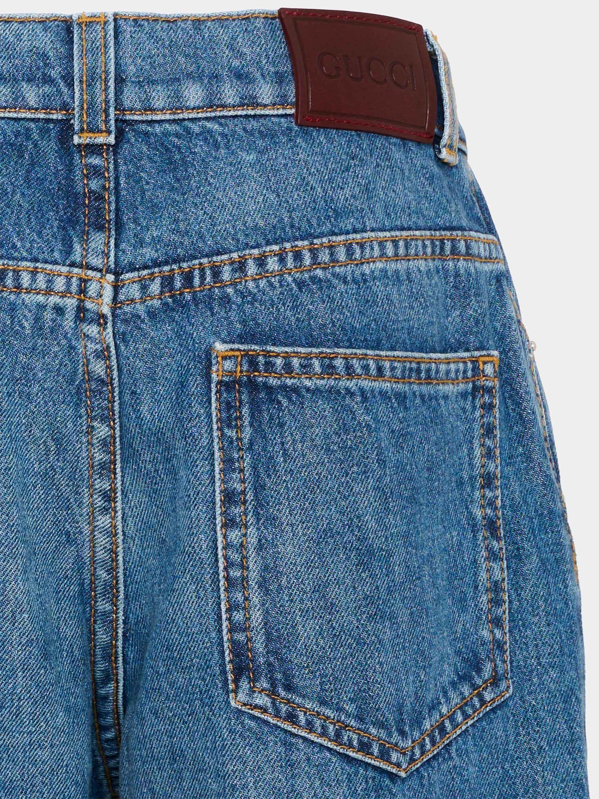 Jeans denim per bambini con patch logo,Gucci Kids,852060 XDDEW 4011