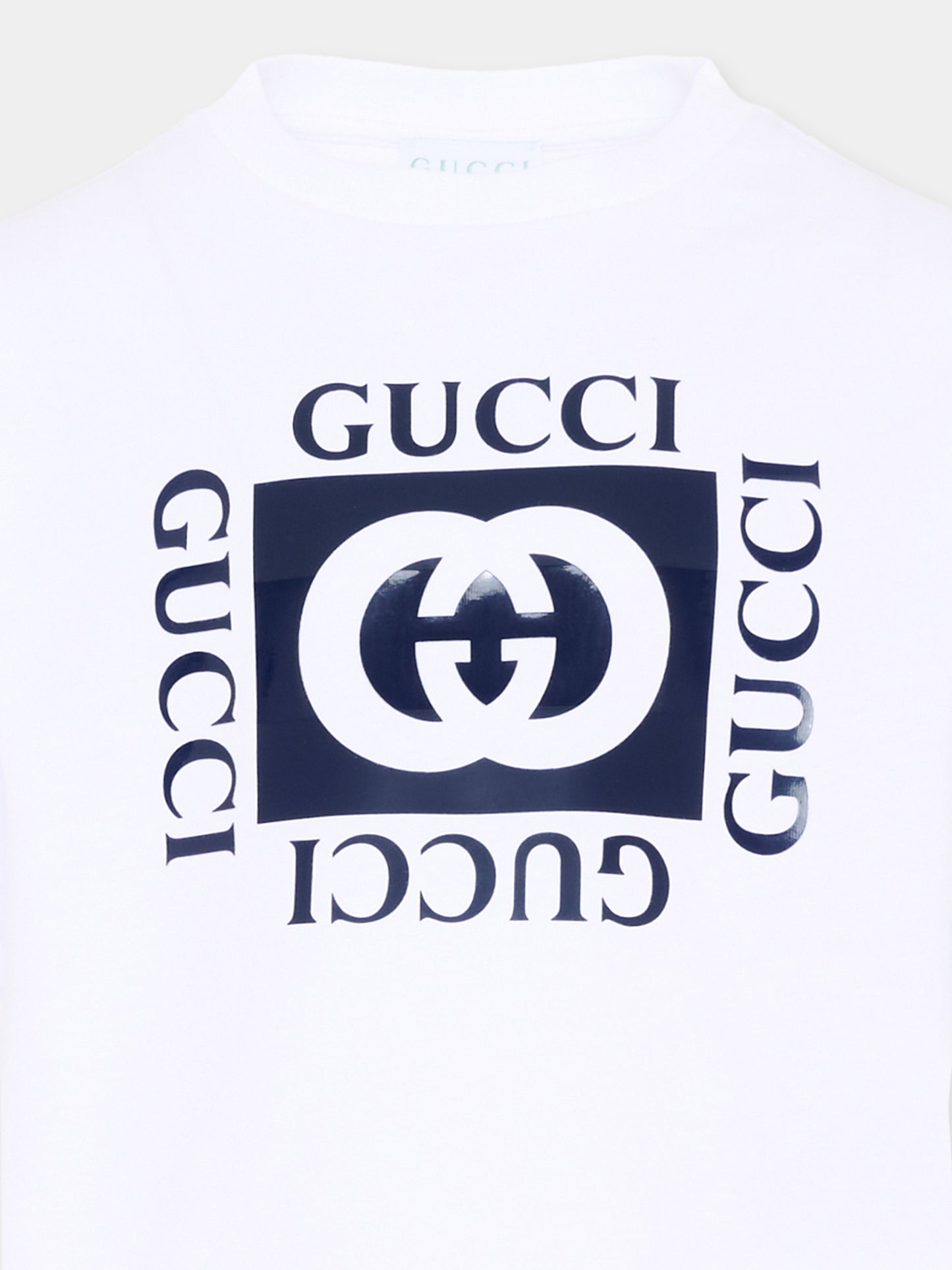 T-shirt bianca per bambini con logo,Gucci Kids,855551 XJHO7 9056