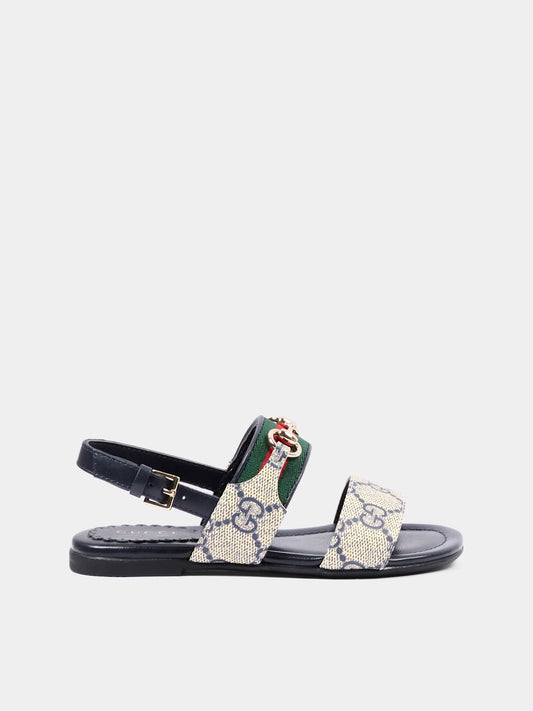 Sandali beige per bambina con Web,Gucci Kids,862409 FAFM7 4061