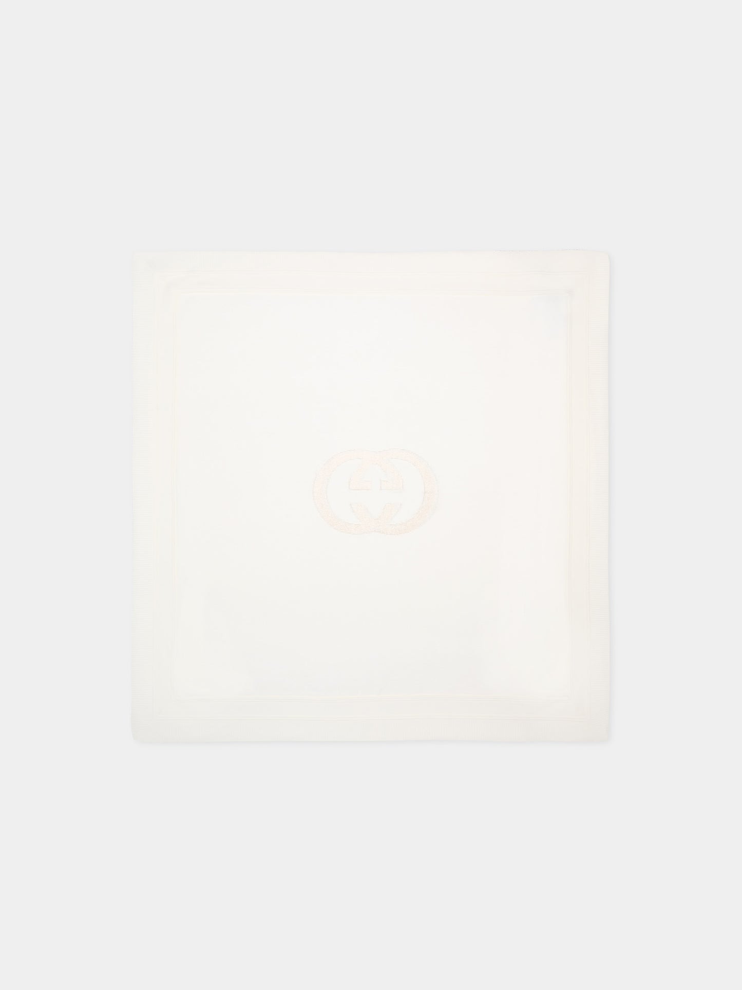 Coperta avorio per neonati con GG,Gucci Kids,854305 3K111 9100