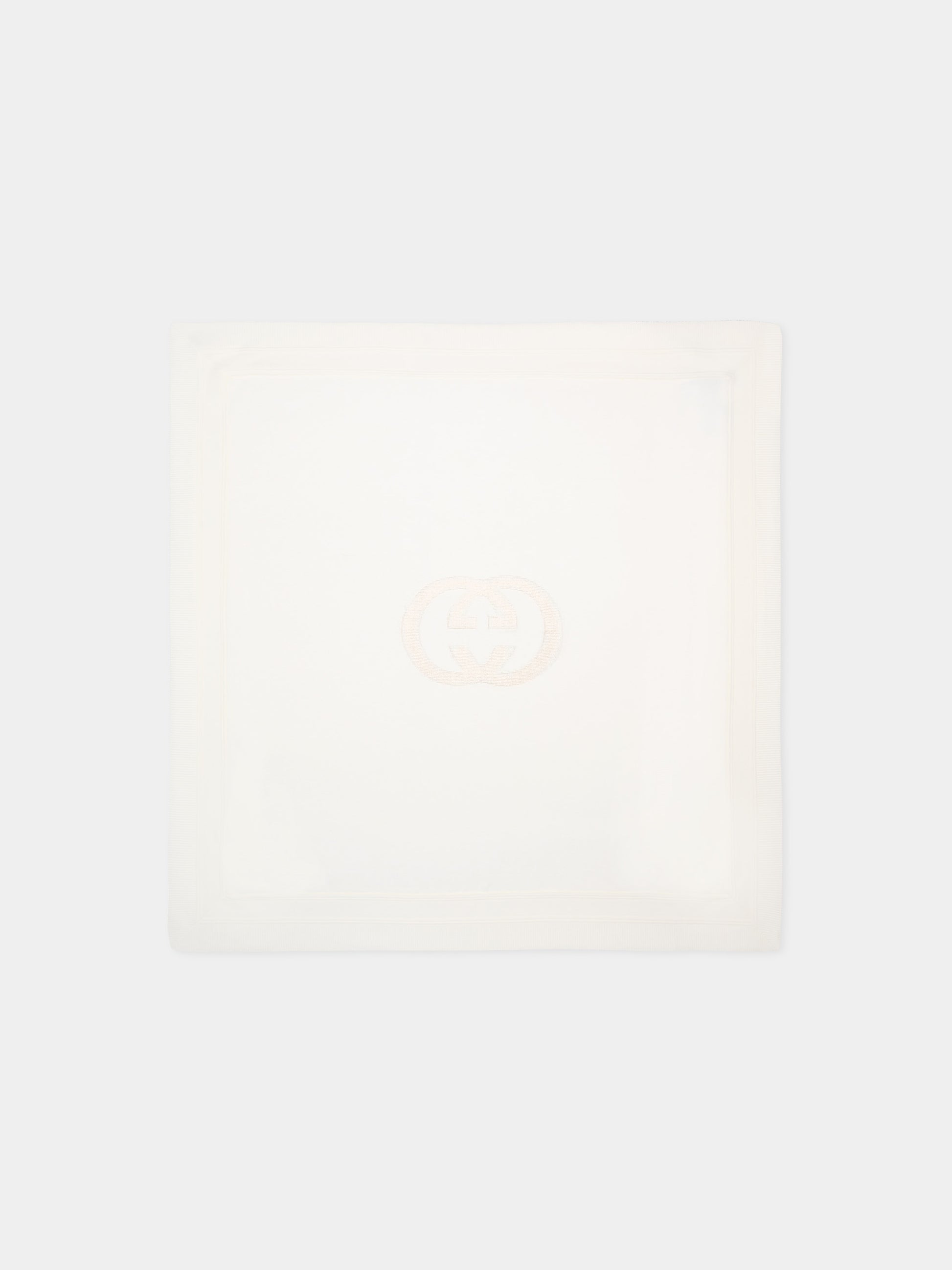 Coperta avorio per neonati con GG,Gucci Kids,854305 3K111 9100