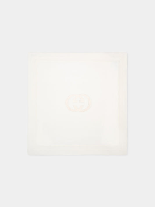 Coperta avorio per neonati con GG,Gucci Kids,854305 3K111 9100