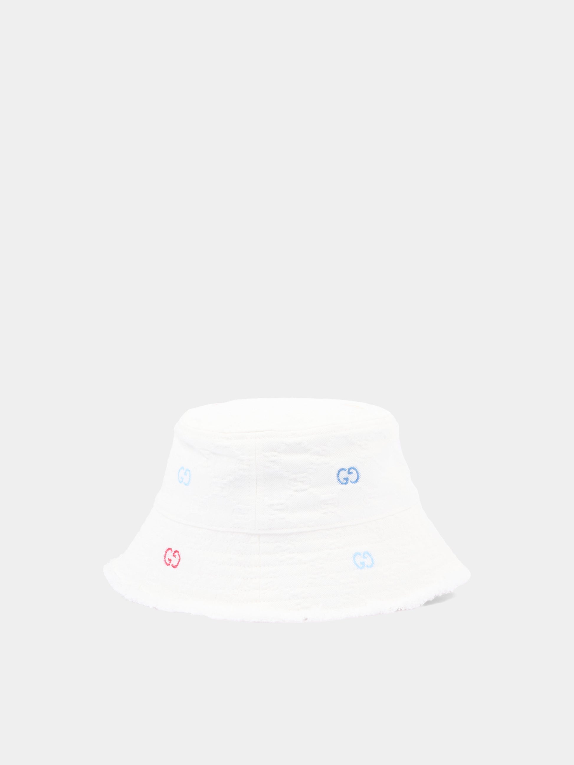 Cloche bianca per neonati jacquard GG,Gucci Kids,860558 3HBH7 9000
