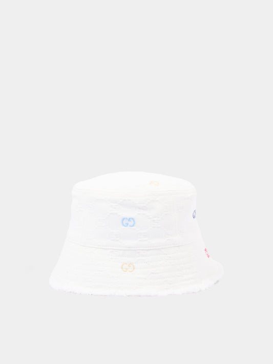 Cloche bianca per bambini con monogram GG,Gucci Kids,860005 3HBH7 9000