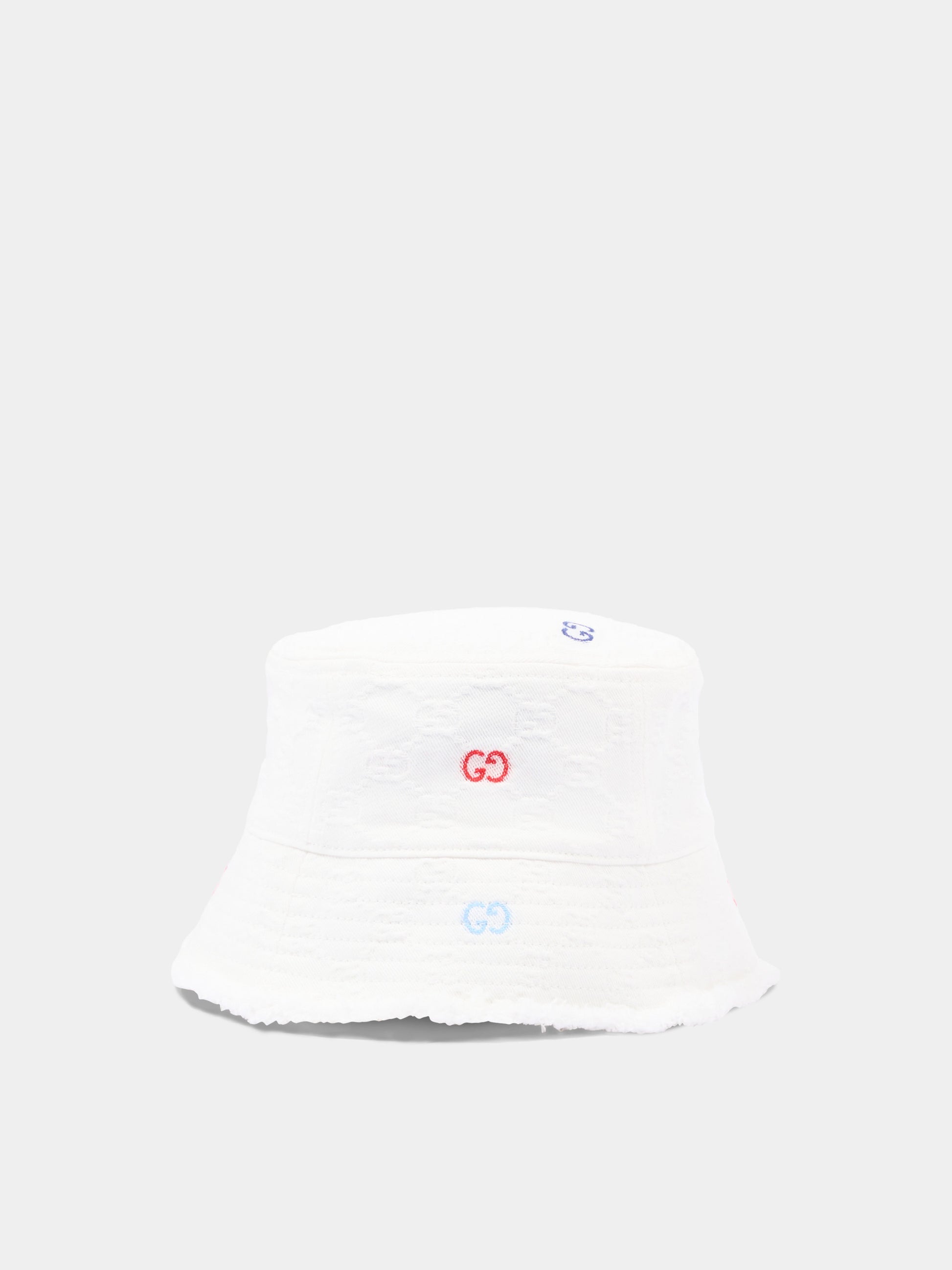 Cloche bianca per bambini con monogram GG,Gucci Kids,860005 3HBH7 9000