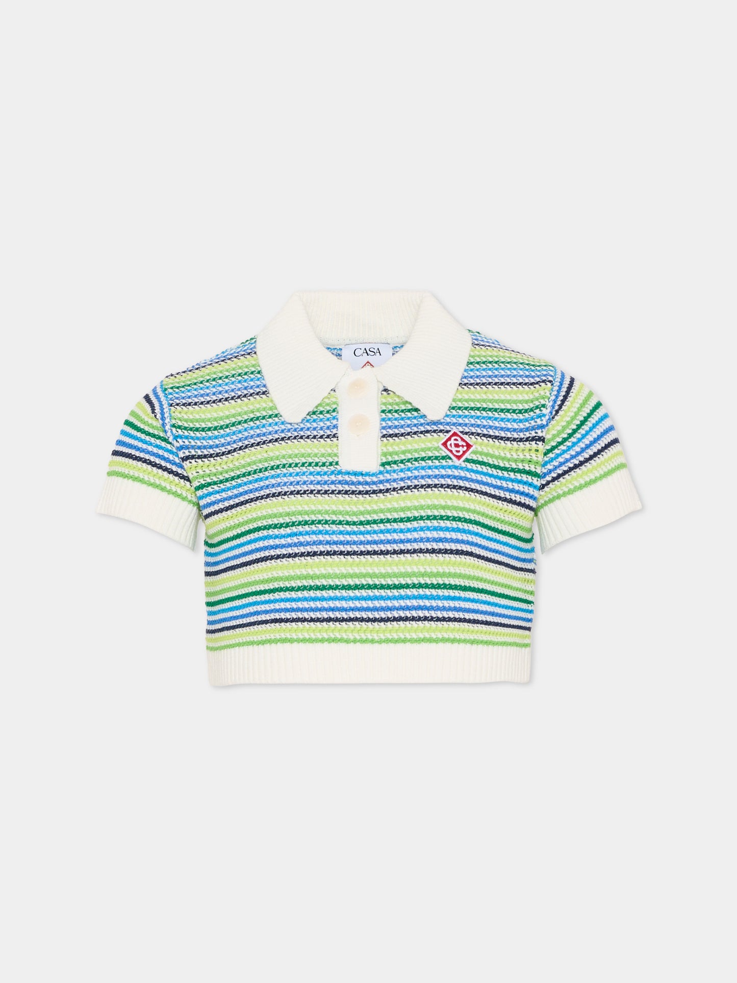 Polo crop multicolor per bambina con logo,Casablanca,KSP26 KW 1363 01 EX BC