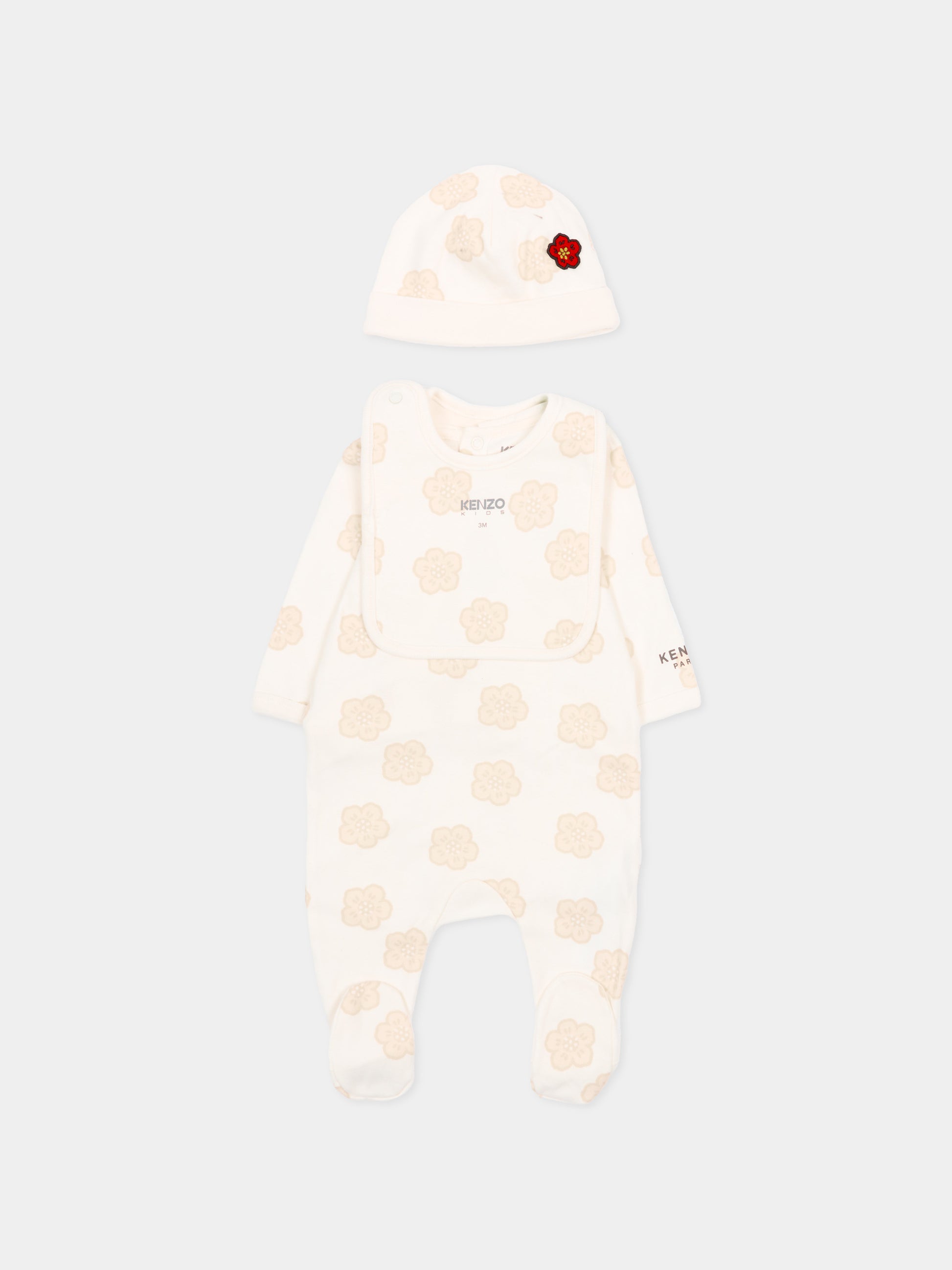 Set tutina bianco per neonati con fiori boke,Kenzo Kids,K61615 117