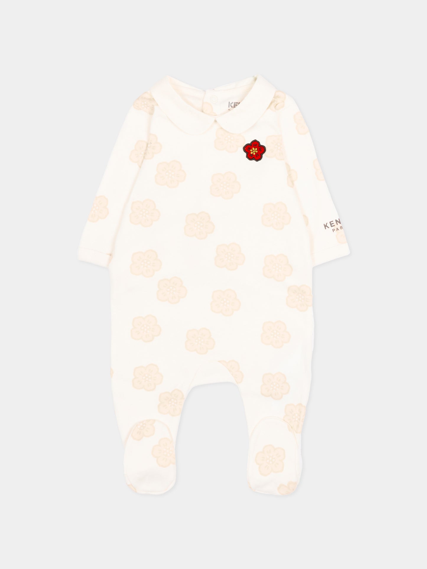 Set tutina bianco per neonati con fiori boke,Kenzo Kids,K61615 117