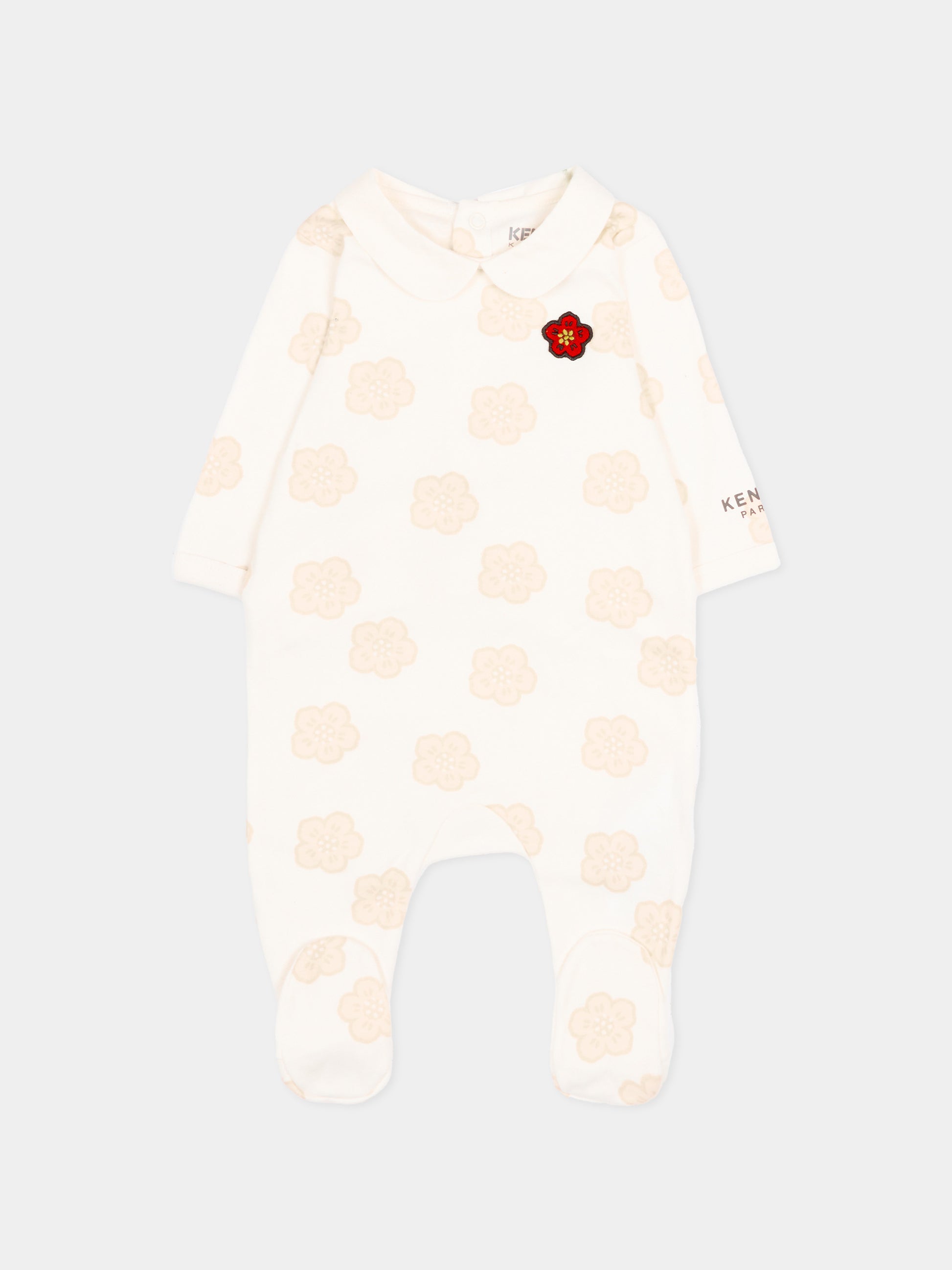 Set tutina bianco per neonati con fiori boke,Kenzo Kids,K61615 117