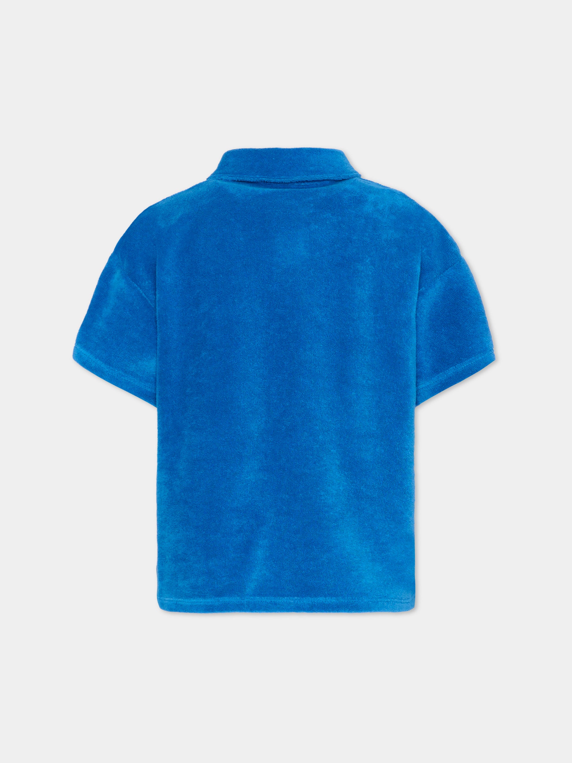 Polo blu per bambino con patch panda,Kenzo Kids,K61638 871