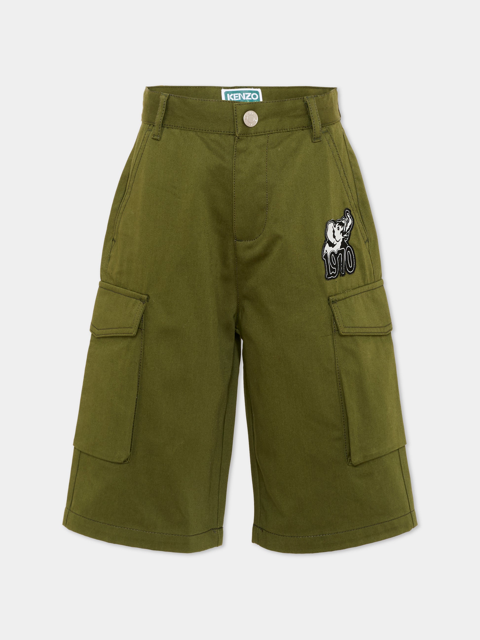 Shorts verde per bambino con elefante,Kenzo Kids,K61644 64B