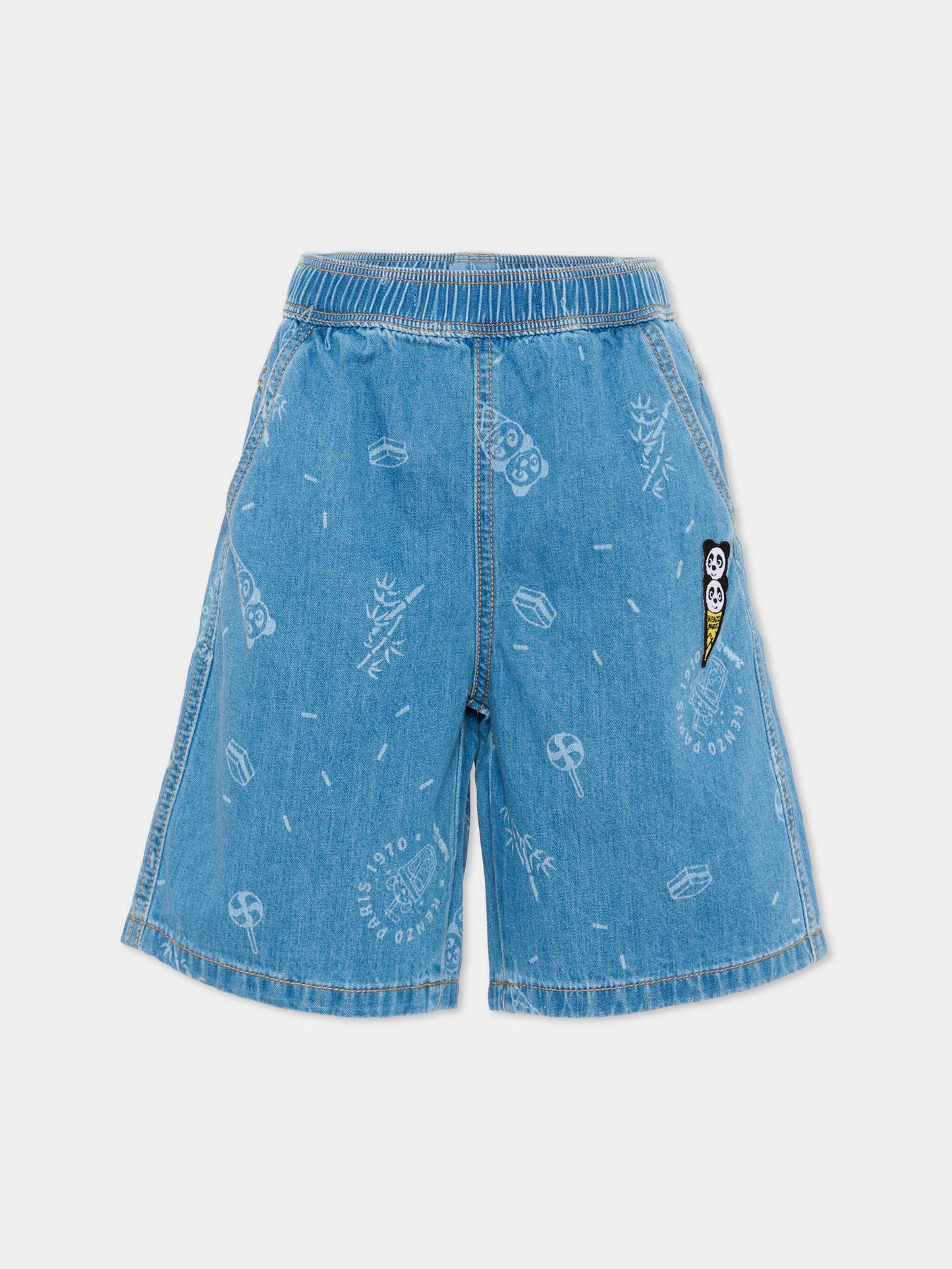 Shorts denim per bambino con stampa,Kenzo Kids,K61646 Z45