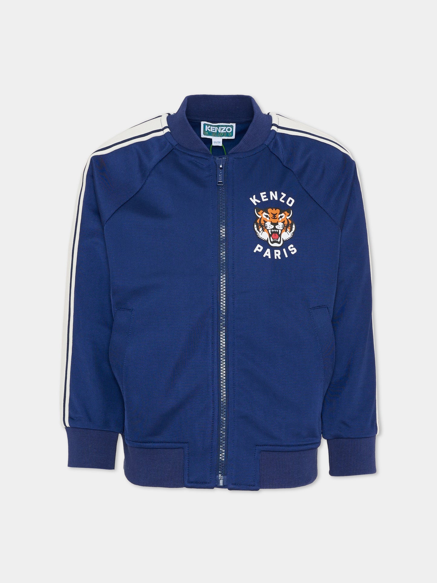 Felpa blu per bambini con Lucky Tiger,Kenzo Kids,K61687 84N