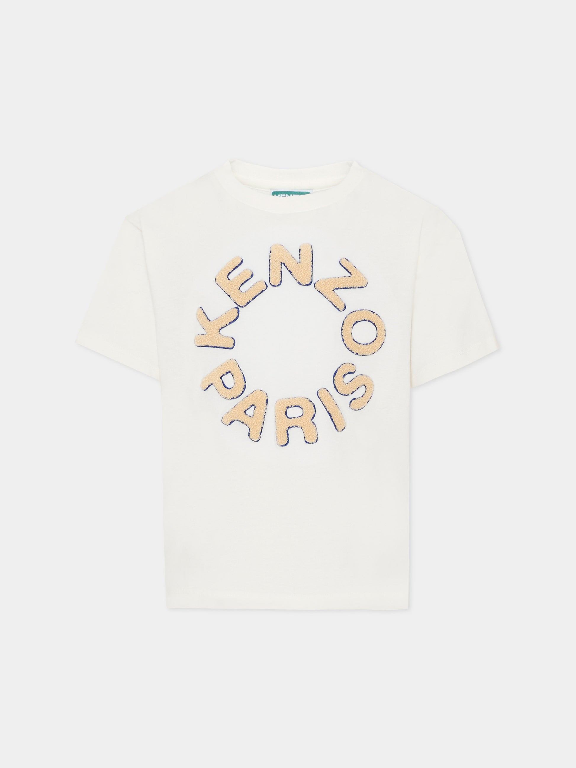T-shirt avorio per bambini con logo,Kenzo Kids,K61699 117
