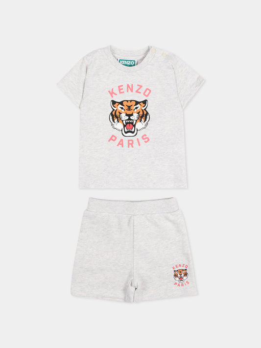 Completo sportivo grigio per neonati con logo Tiger,Kenzo Kids,K61708 A16